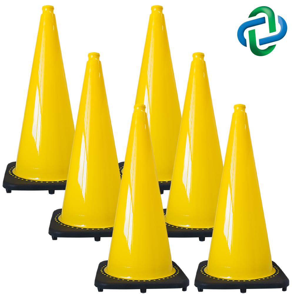 Cono de seguridad vial amarillo de 28 pulgadas en paquete de 6 de Mr. Chain 97502-6