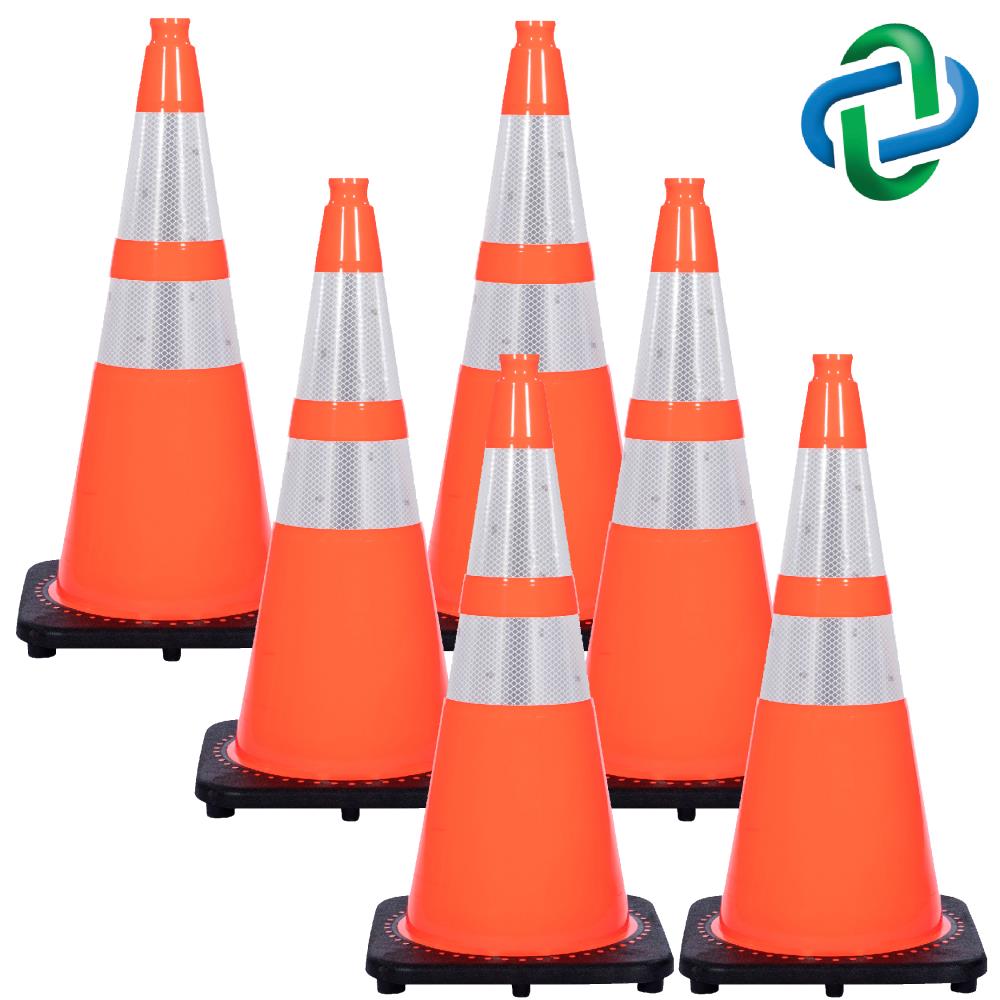 Paquete de 6 conos de seguridad vial naranjas de 28 pulgadas "Mr. Chain" 97580-6