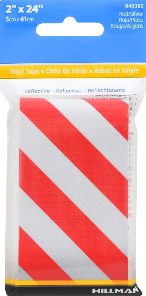 Cinta de Seguridad Reflectante de Vinilo en Varios Colores/Acabados de 2 pulgadas de ancho x 2 pies de largo de Hillman 840380