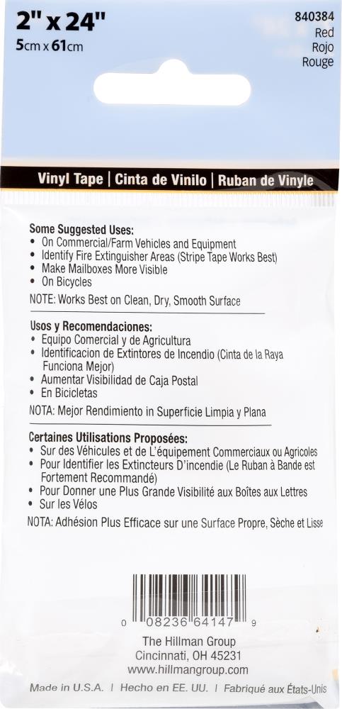 Cinta de Vinilo Reflectante Rojo para Seguridad Hillman de 2 pulgadas de ancho por 2 pies de largo 840384