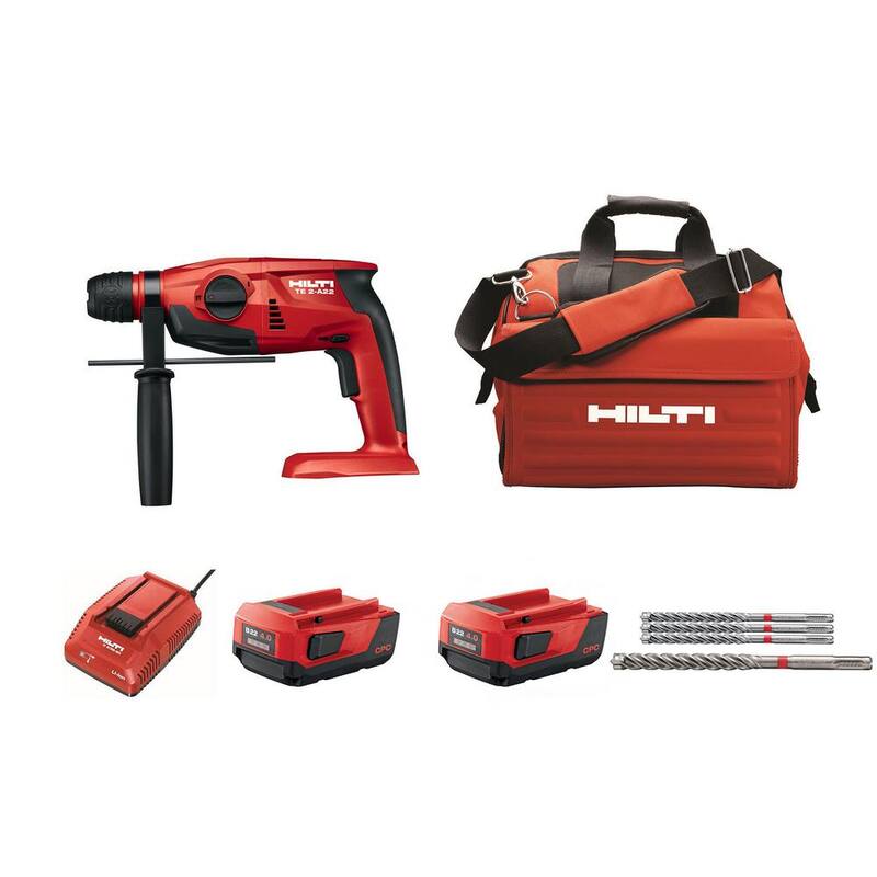 Hilti TE 2A Kit de martillo giratorio compacto inalámbrico de 5/8 pulgadas con batería de litio de 22 voltios SDS-Plus - 3490196