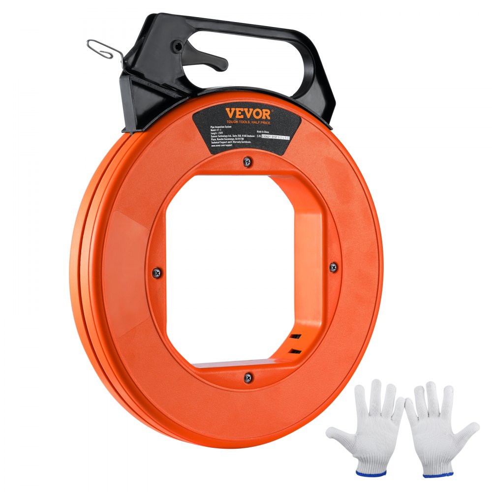 VEVOR Fish Tape, 240-foot, 1/8-inch, Steel Wire Puller with Optimized Housing and Handle, Easy-to-Use Cable Puller Tool, Flexible Wire Fishing Tools for Walls and Electrical Conduit, Non-Conductive - DJPYDG18240FTTLFXV0