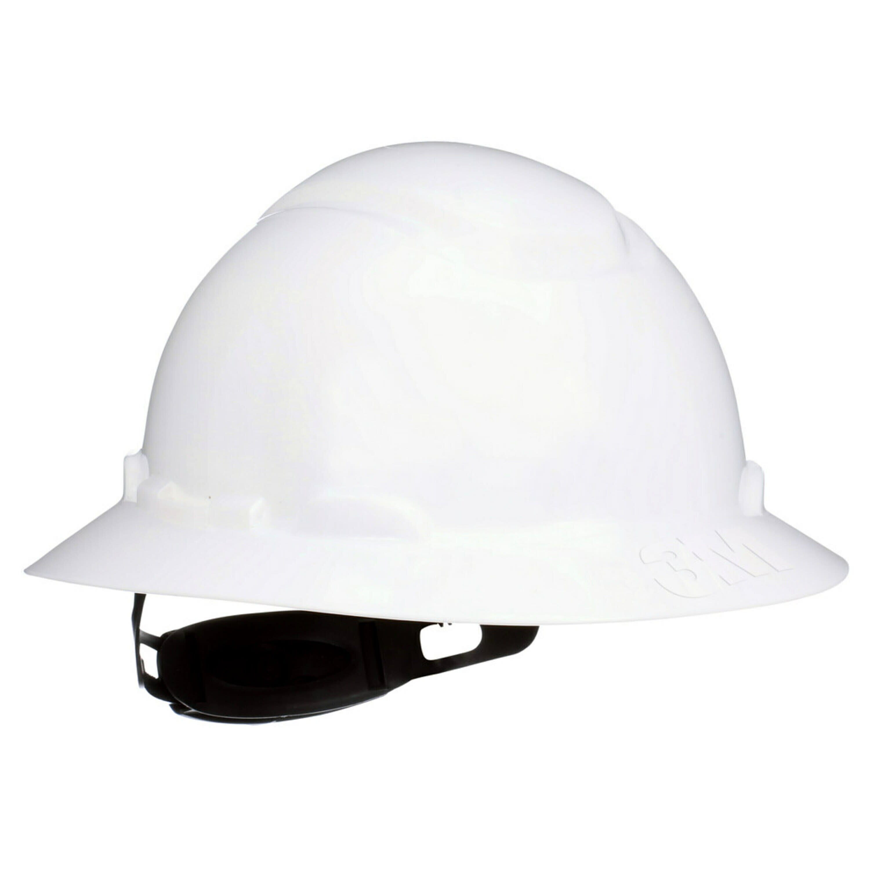 Casco de seguridad blanco 3M con ajuste rápido de ratchet y borde completo