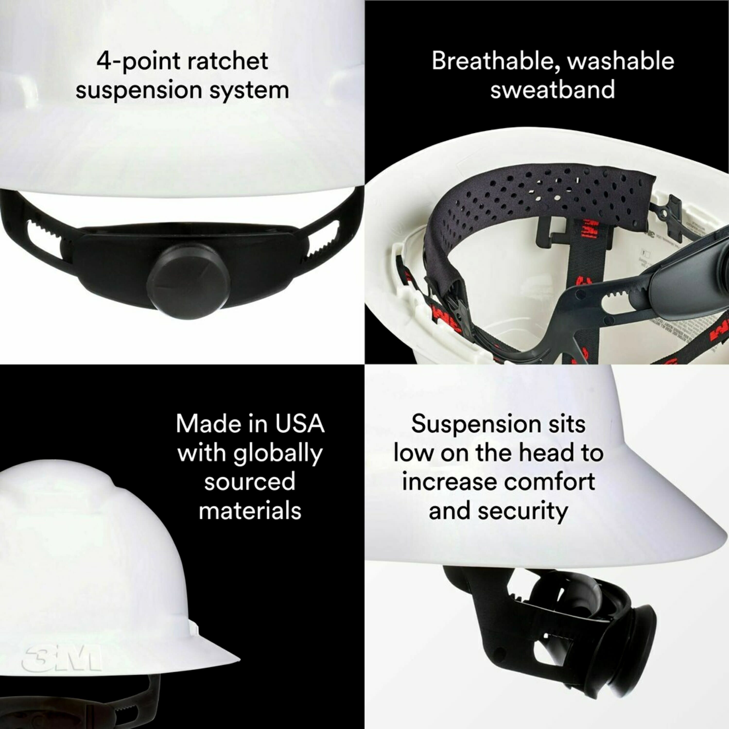 Casco de seguridad blanco 3M con ajuste rápido de ratchet y borde completo