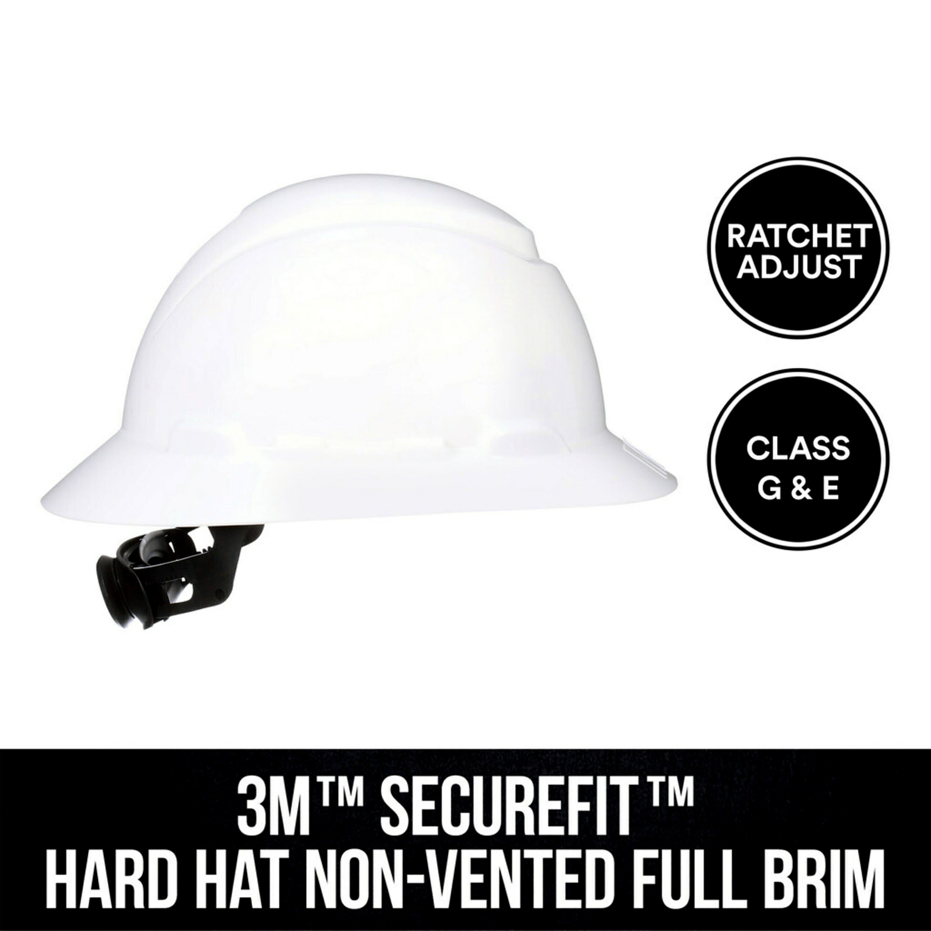Casco de seguridad blanco 3M con ajuste rápido de ratchet y borde completo