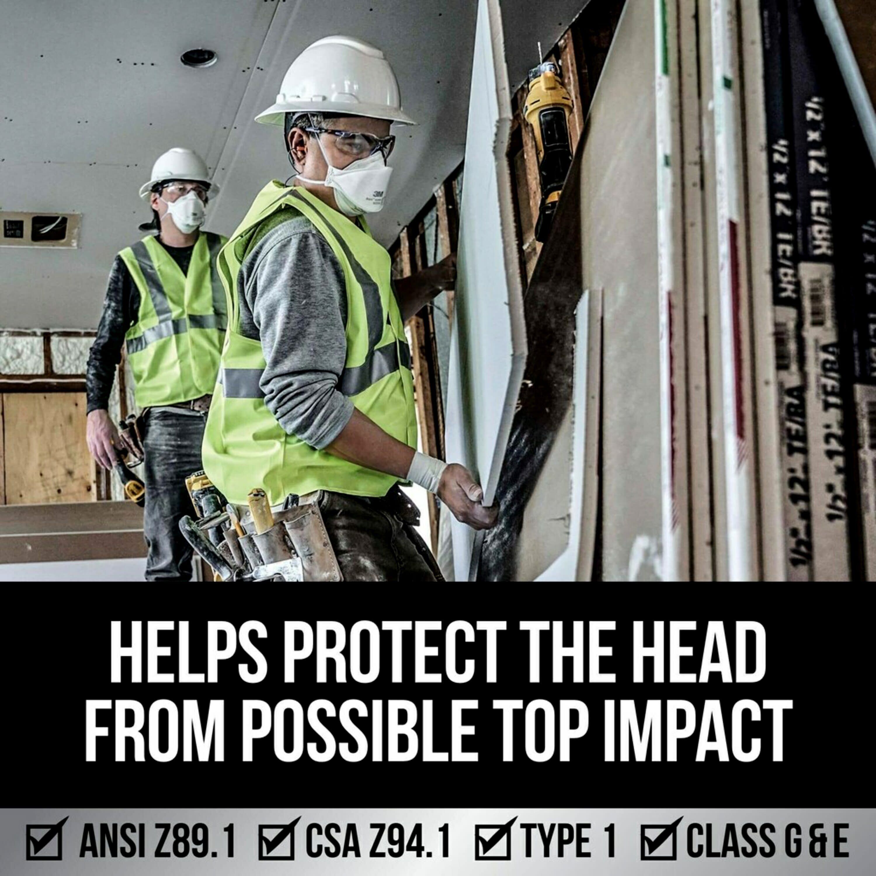 Casco de seguridad blanco 3M con ajuste rápido de ratchet y borde completo