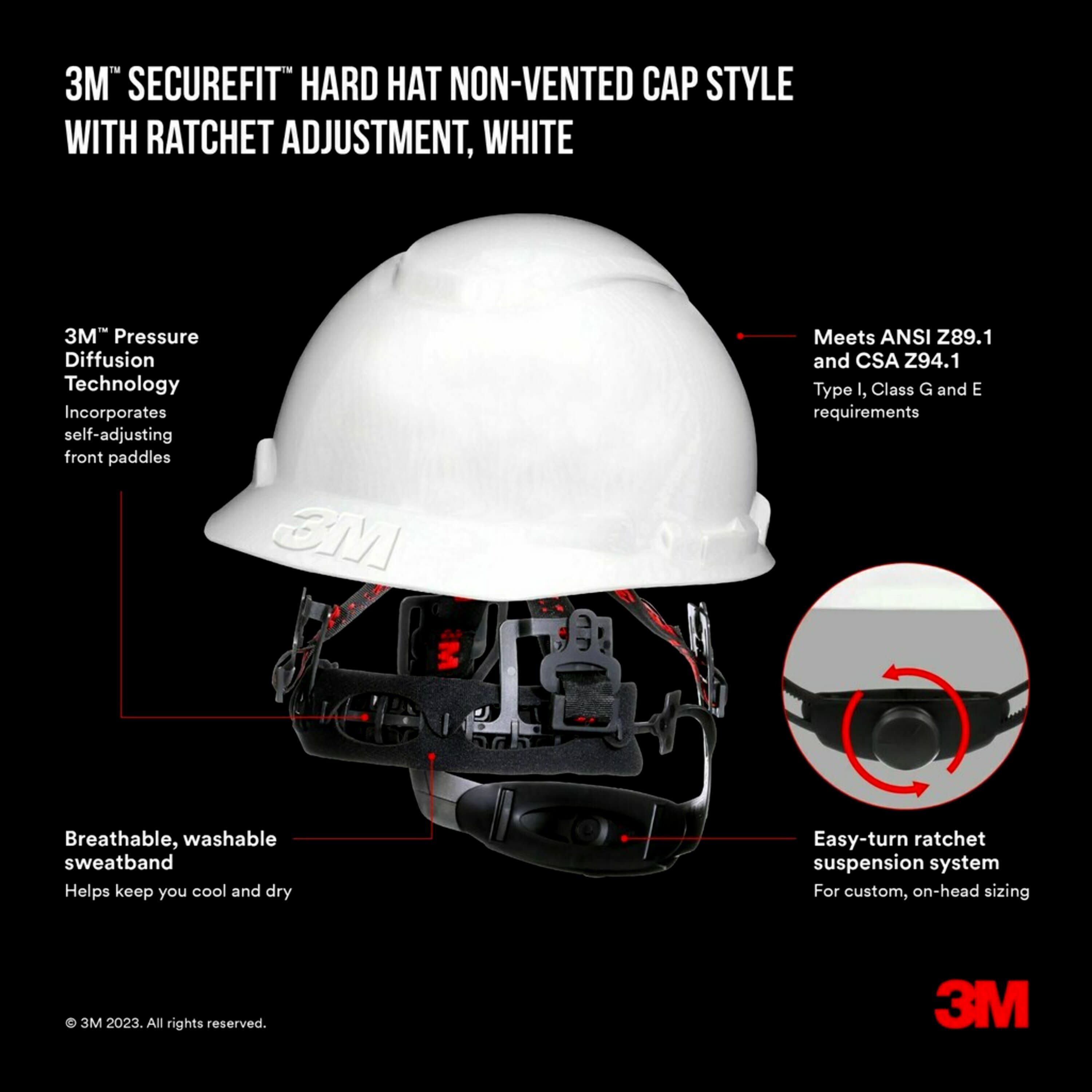 Casco de seguridad blanco con ajuste rápido de trinquete 3M CHH-R-W6-SL