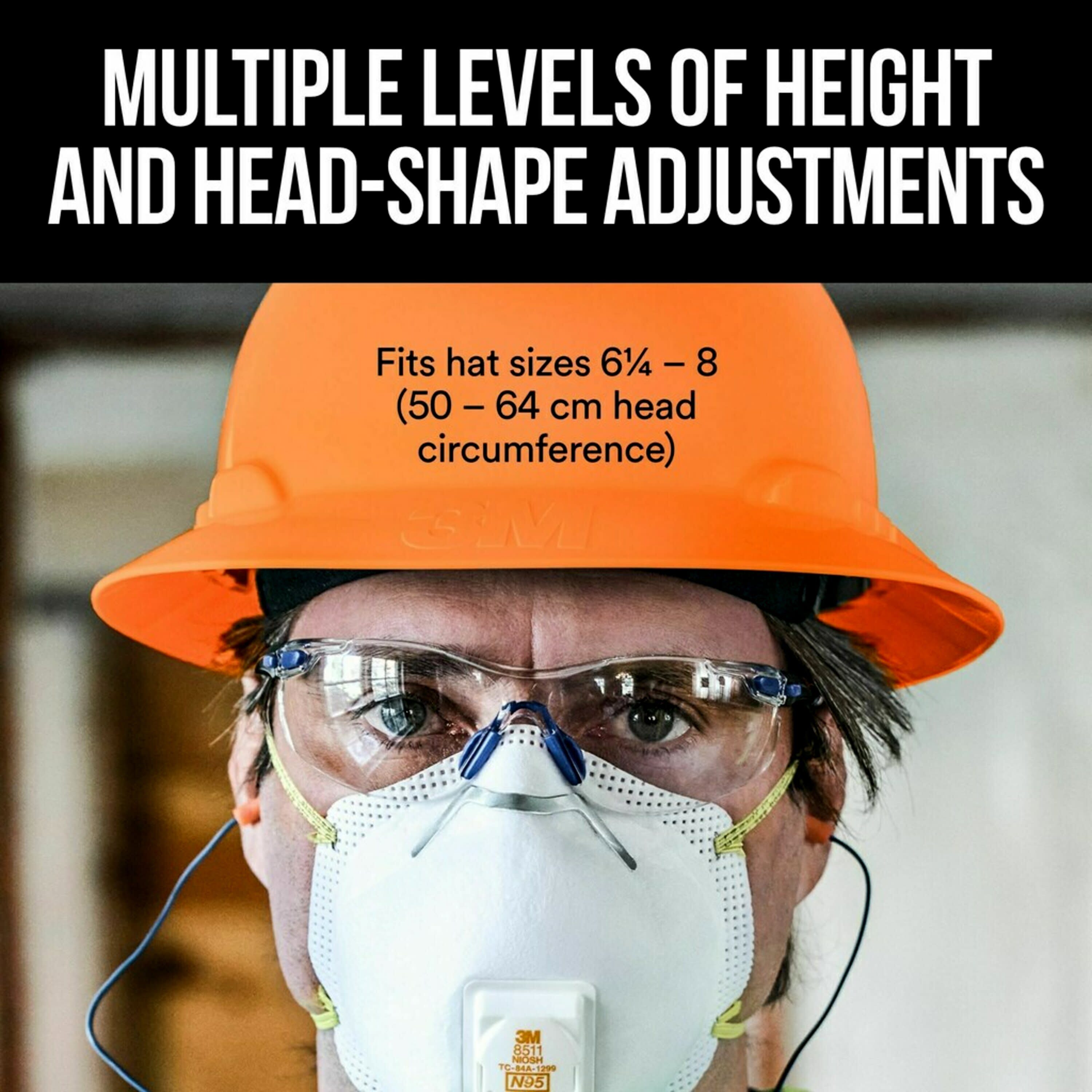 Casco duro naranja de ajuste rápido con rachet de borde completo 3M CHH-FB-R-O6-SL