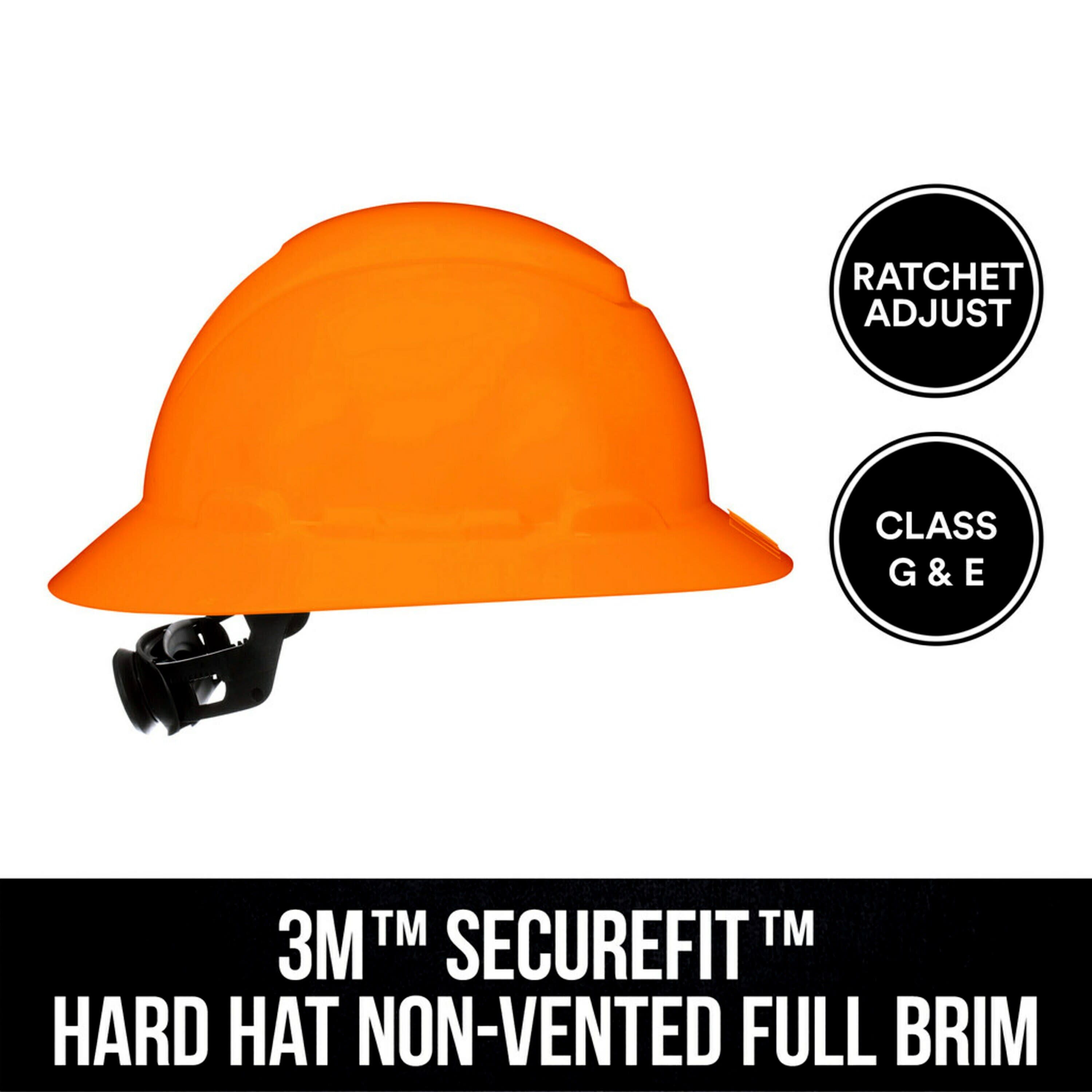 Casco duro naranja de ajuste rápido con rachet de borde completo 3M CHH-FB-R-O6-SL
