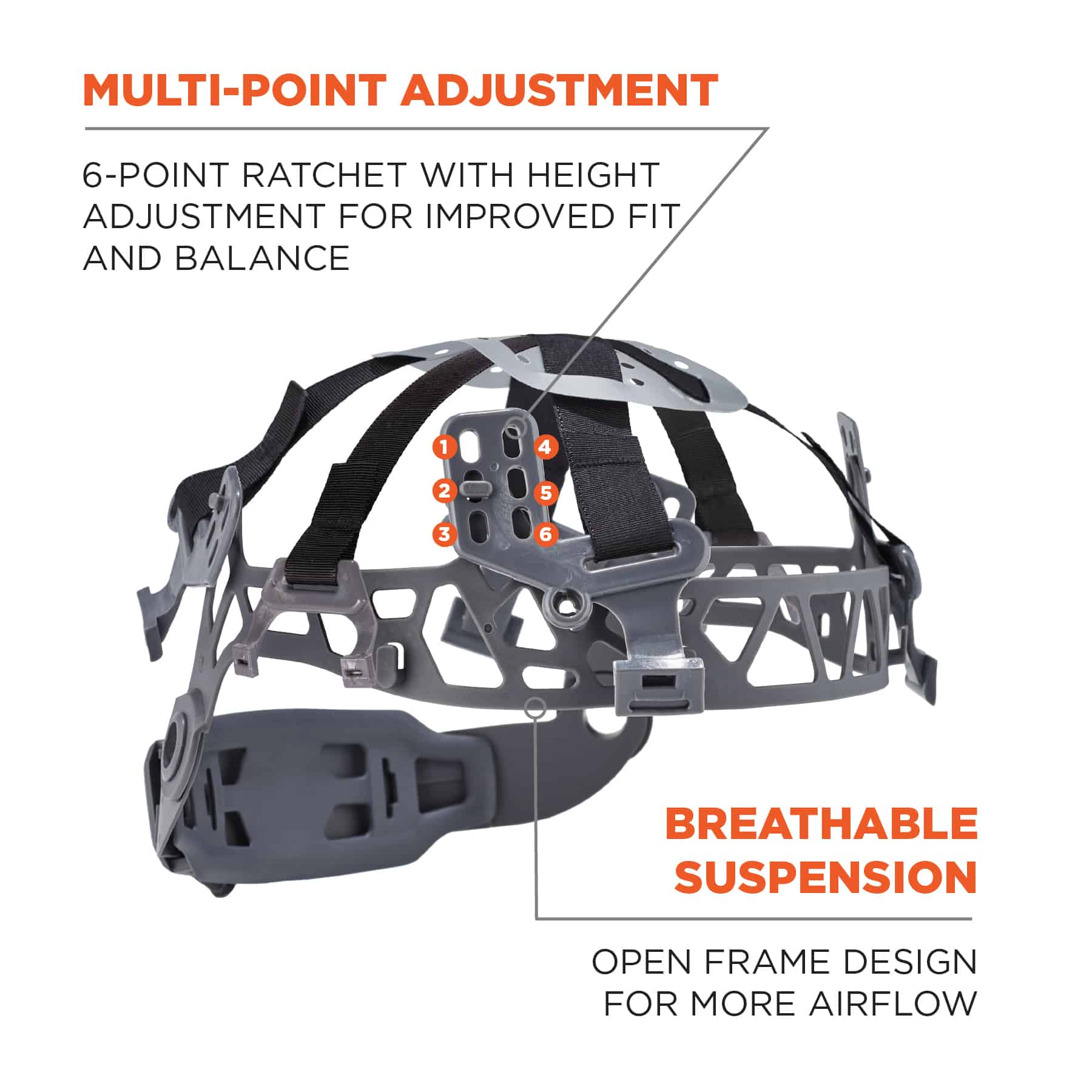 Casco de seguridad naranja con ajuste rápido de trinquete Ergodyne 60217