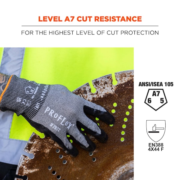Proflex de Ergodyne Guantes recubiertos de nitrilo ANSI A7 CR 12 pares, gris, talla M - 7072-12PR