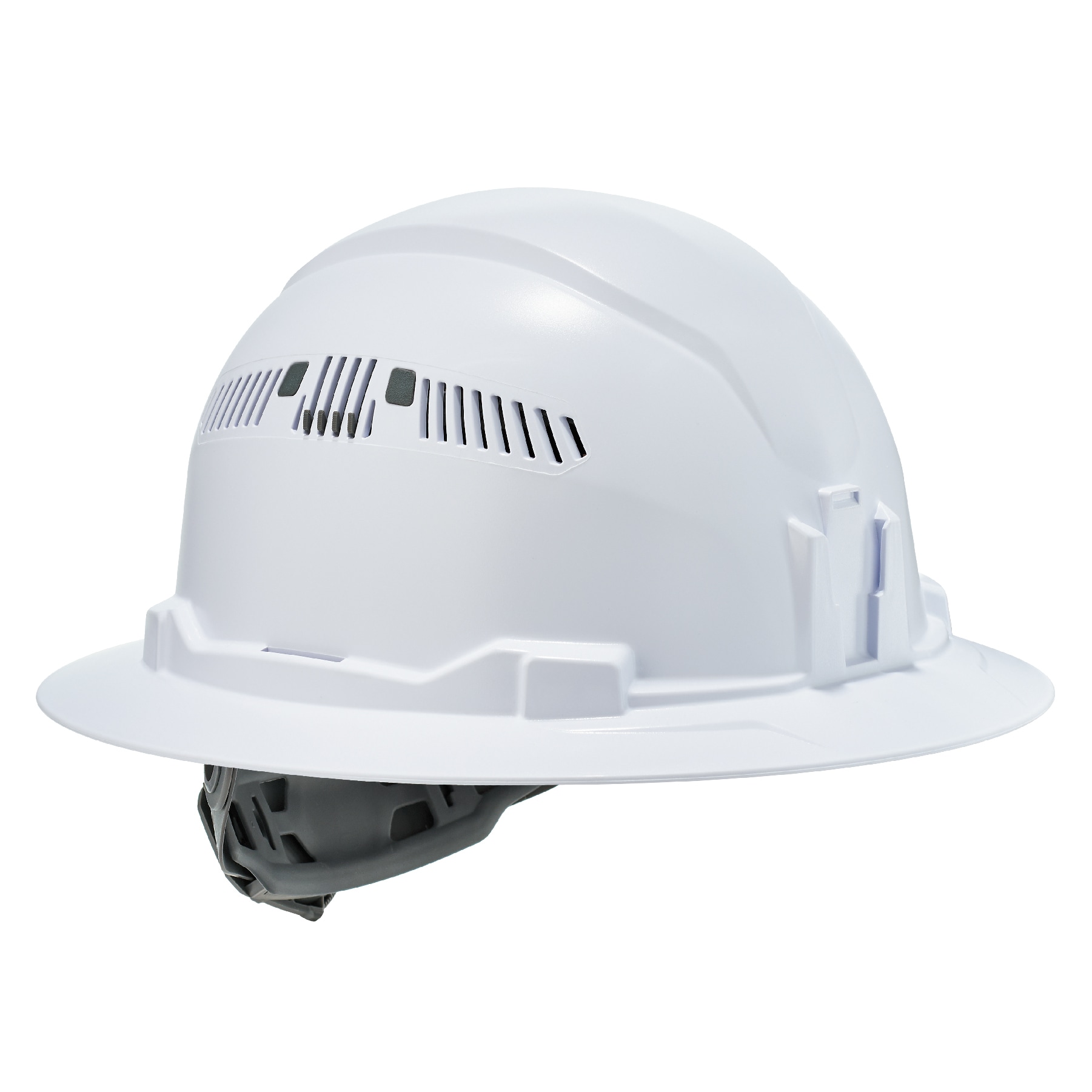 Casco de seguridad blanco de borde completo con ajuste rápido de trinquete Ergodyne 60154