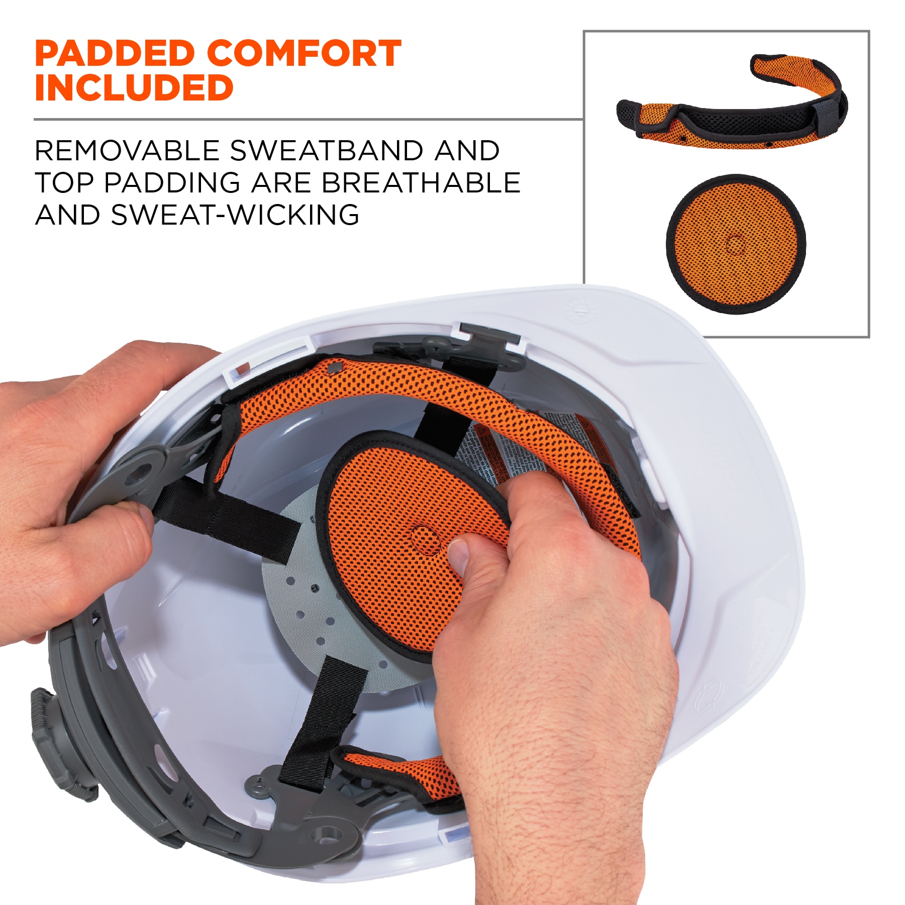 Casco de seguridad blanco de borde completo con ajuste rápido de trinquete Ergodyne 60154
