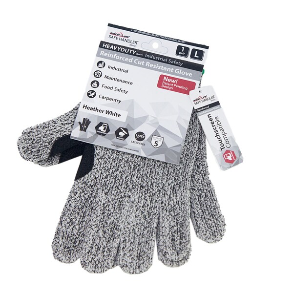 Guantes reforzados resistentes a cortes Safe Handler, blancos, grandes, PR - BLSH-HD-CRG1-L-W