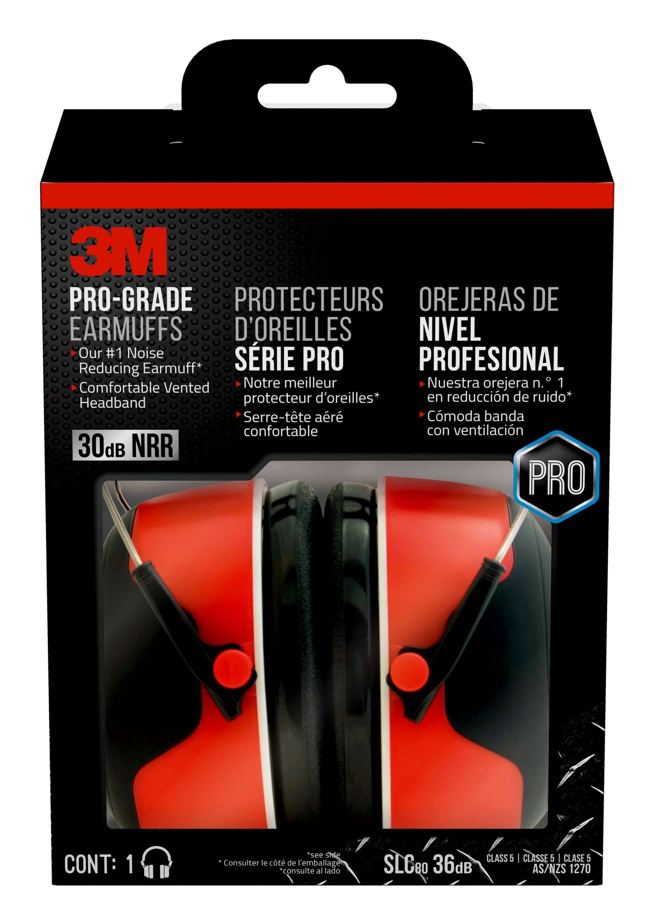 Protector auditivo inalámbrico reutilizable 3M Pro Grade con calificación de reducción de ruido (NRR) de 30 dB - 90565-4DC-PS