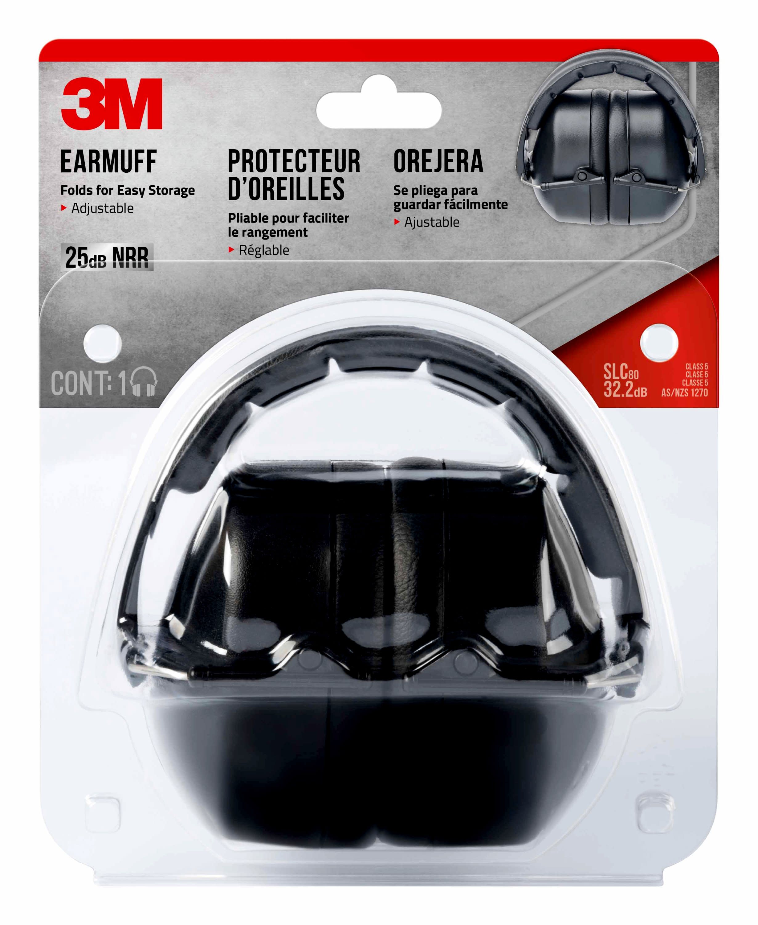 Protectores auditivos plegables reutilizables 3M con reducción de ruido de 25 dB y sin cables