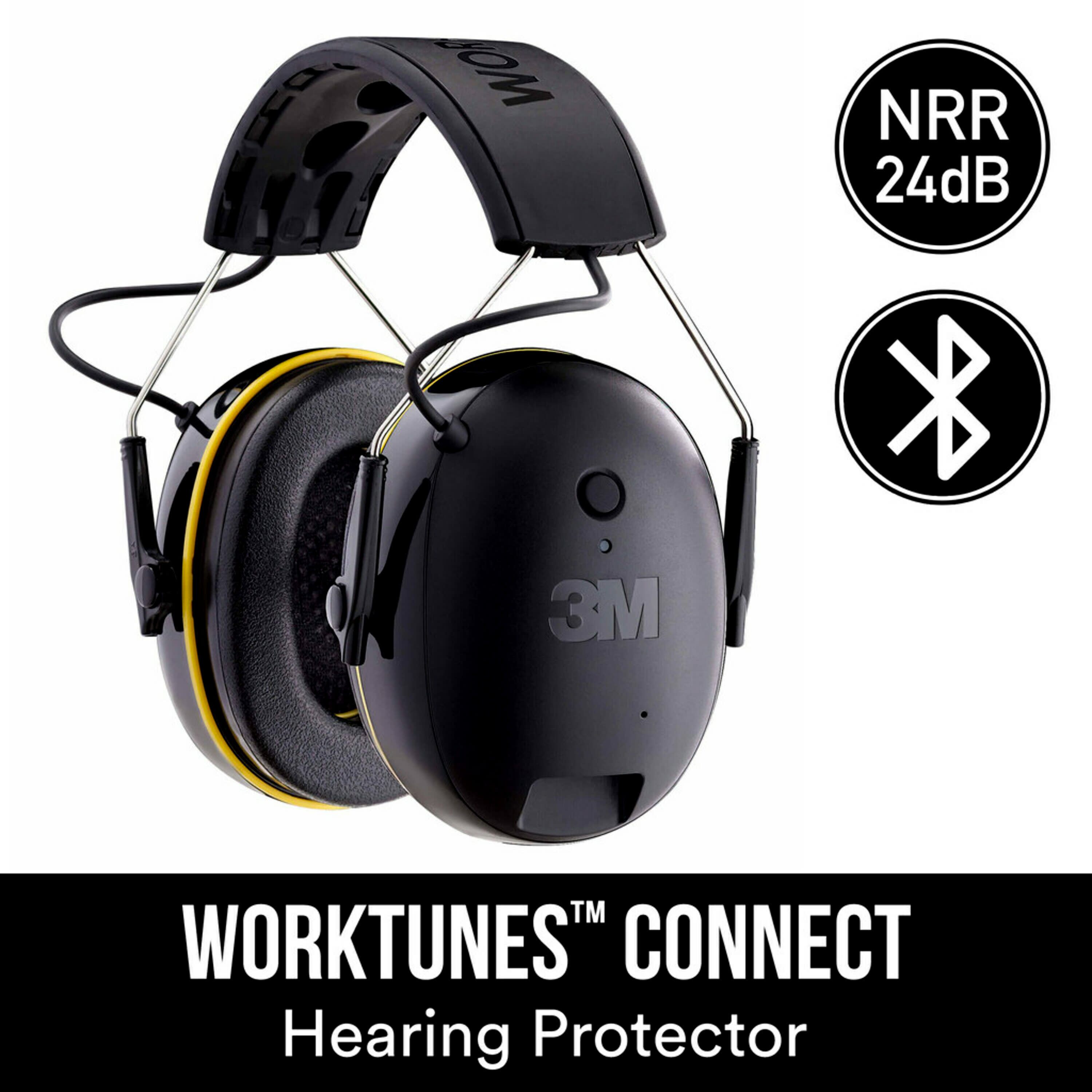 3M WorkTunes Connect Orejeras reutilizables inalámbricas para protección auditiva con compatibilidad Bluetooth Reducción de ruido de 24 dB Clasificación de reducción de ruido 90543H1-DC-PS