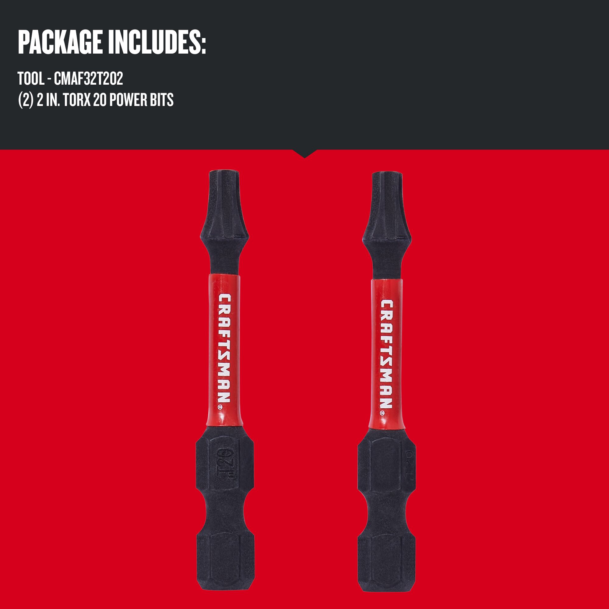 Punta de destornillador de impacto Torx de 1/4 pulgadas x 2 pulgadas de calidad resistente al impacto CRAFTSMAN 2 piezas CMAF32T202