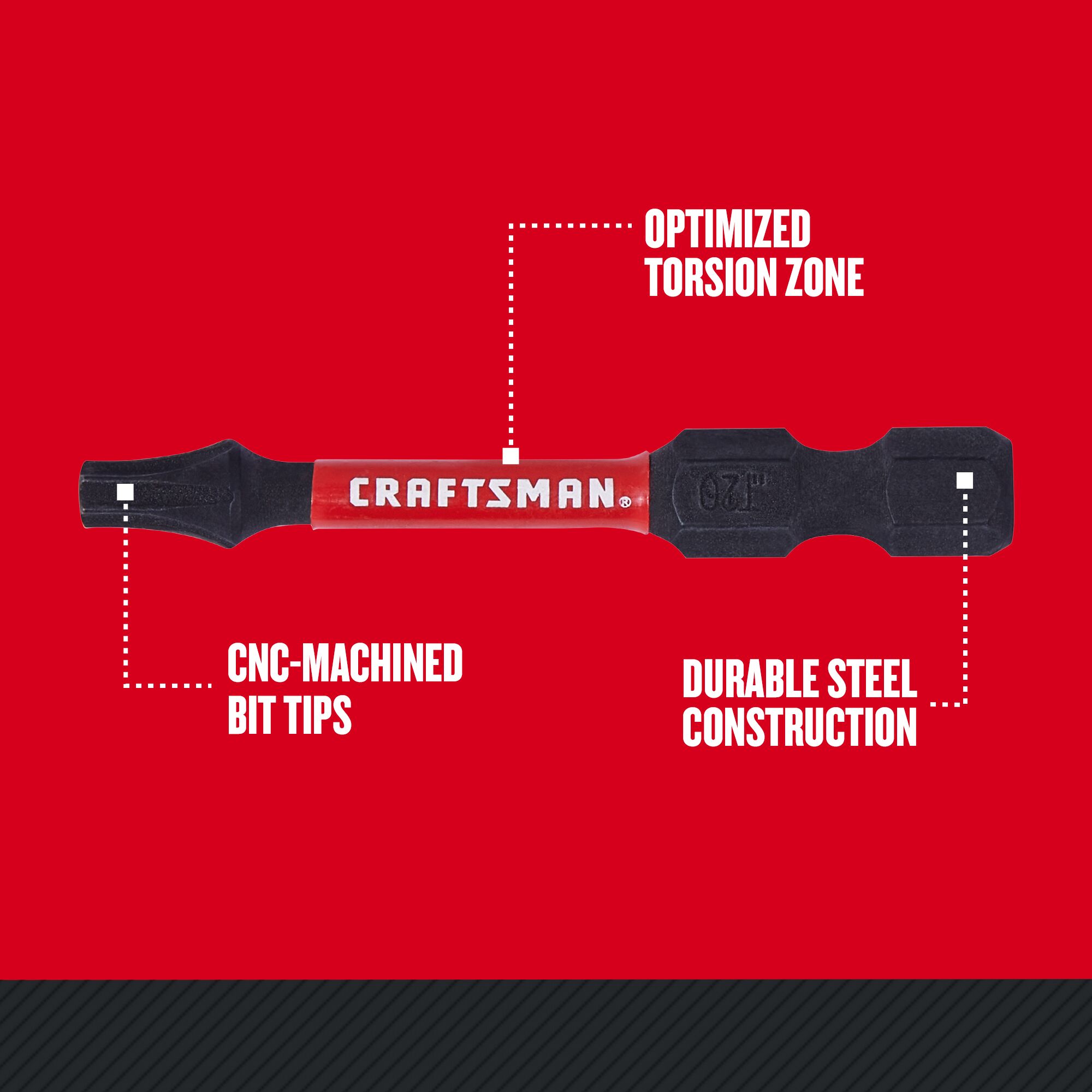 Punta de destornillador de impacto Torx de 1/4 pulgadas x 2 pulgadas de calidad resistente al impacto CRAFTSMAN 2 piezas CMAF32T202