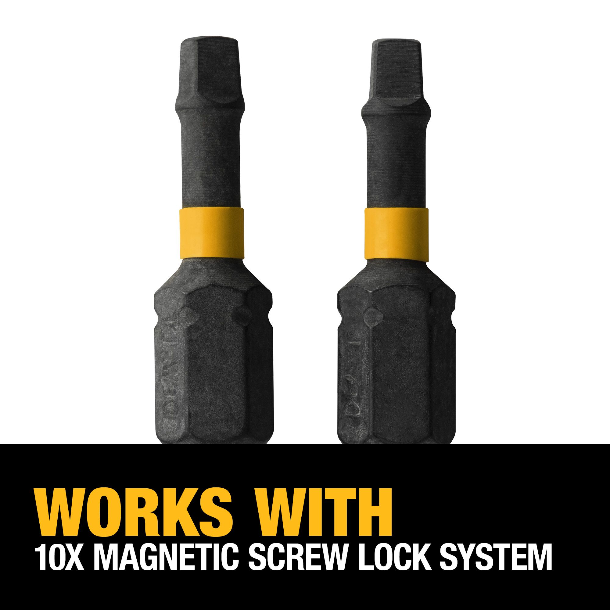 Punta de destornillador de impacto DEWALT FlexTorq de 1/4 pulgadas x 1 pulgada cuadrada/Robertson 2 piezas DWA1SQ2IR-Z
