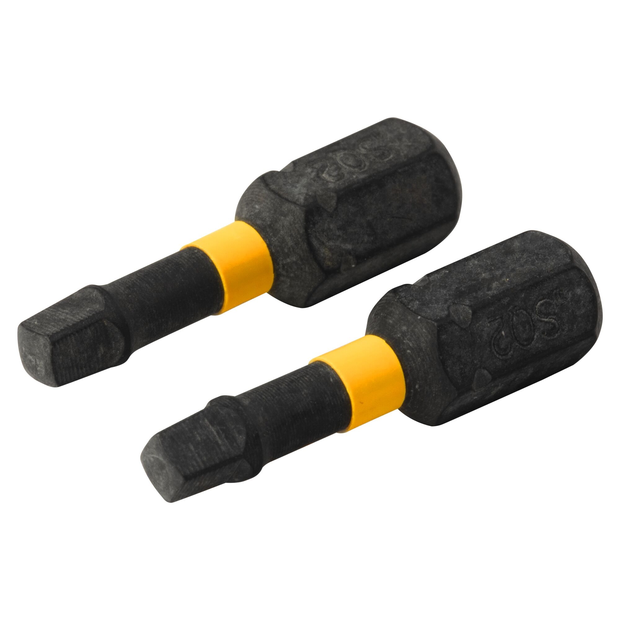 Punta de destornillador de impacto DEWALT FlexTorq de 1/4 pulgadas x 1 pulgada cuadrada/Robertson 2 piezas DWA1SQ2IR-Z