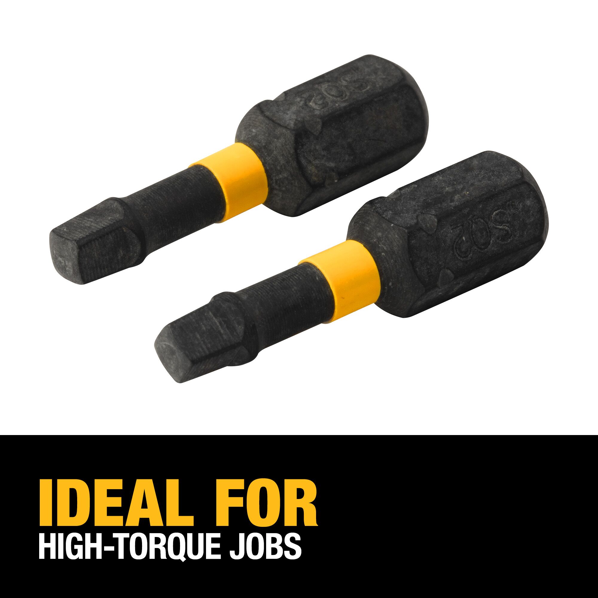 Punta de destornillador de impacto DEWALT FlexTorq de 1/4 pulgadas x 1 pulgada cuadrada/Robertson 2 piezas DWA1SQ2IR-Z