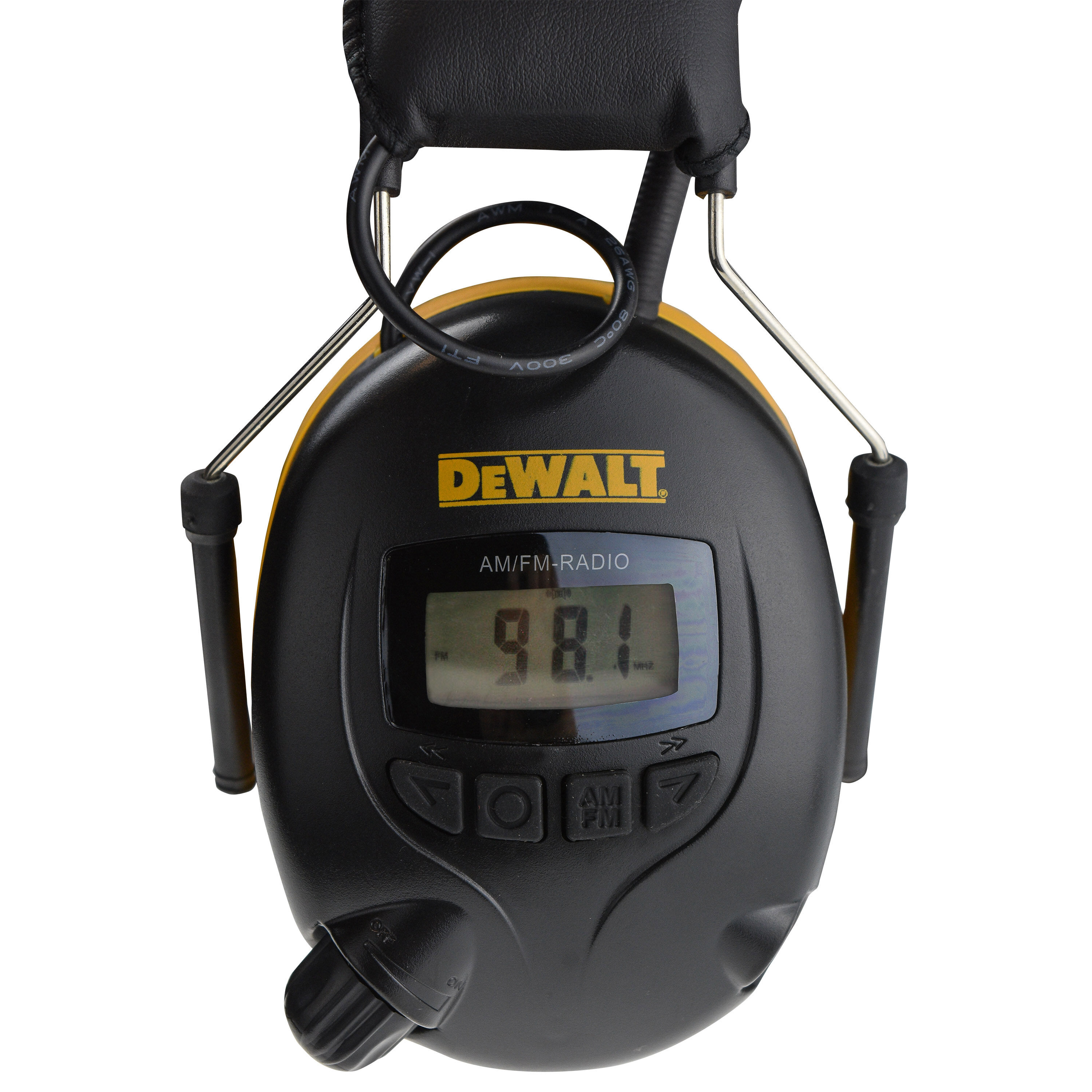 Protector auditivo inalámbrico reutilizable DEWALT con radio AM/FM y reducción de ruido de 25 dB DPG15