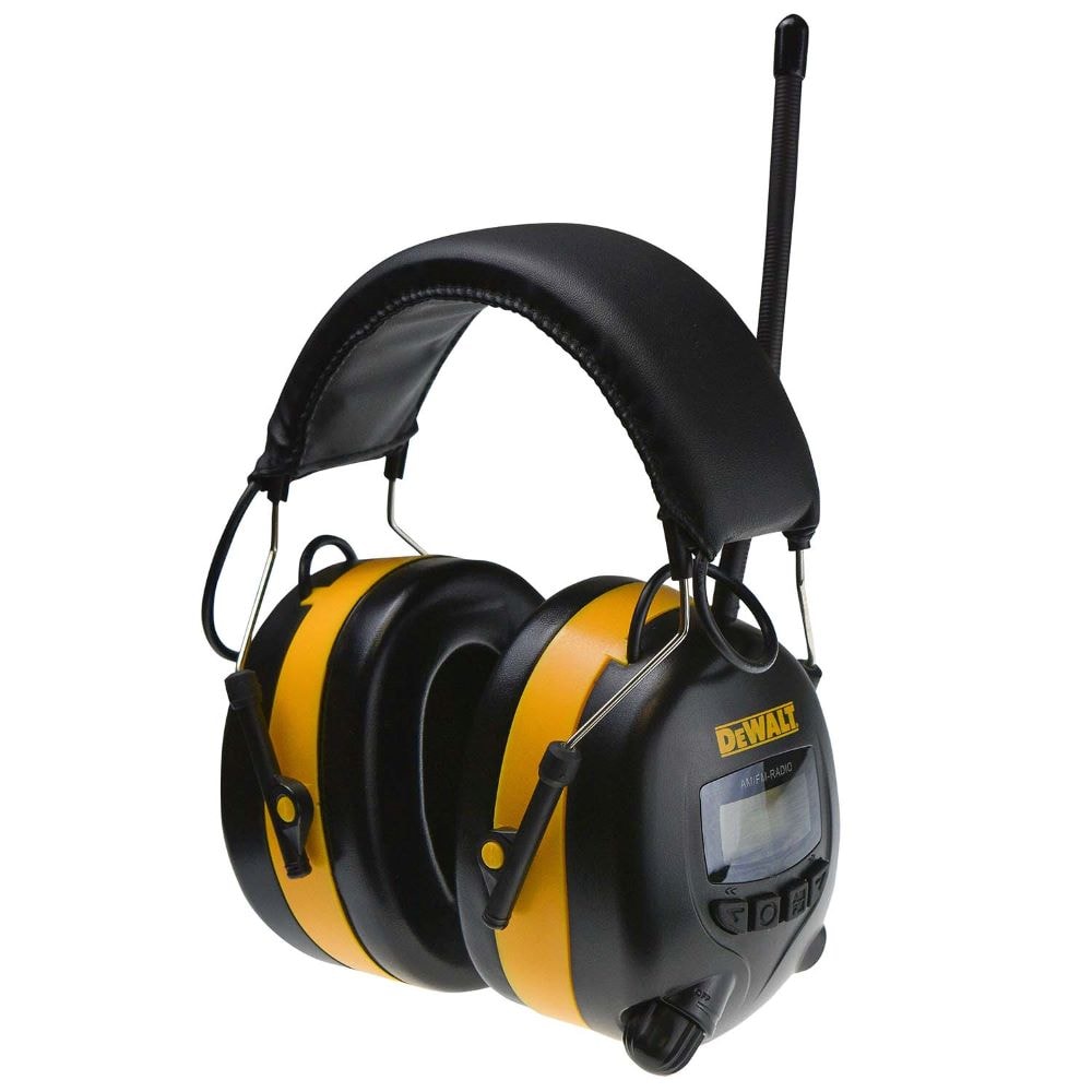 Protector auditivo inalámbrico reutilizable DEWALT con radio AM/FM y reducción de ruido de 25 dB DPG15