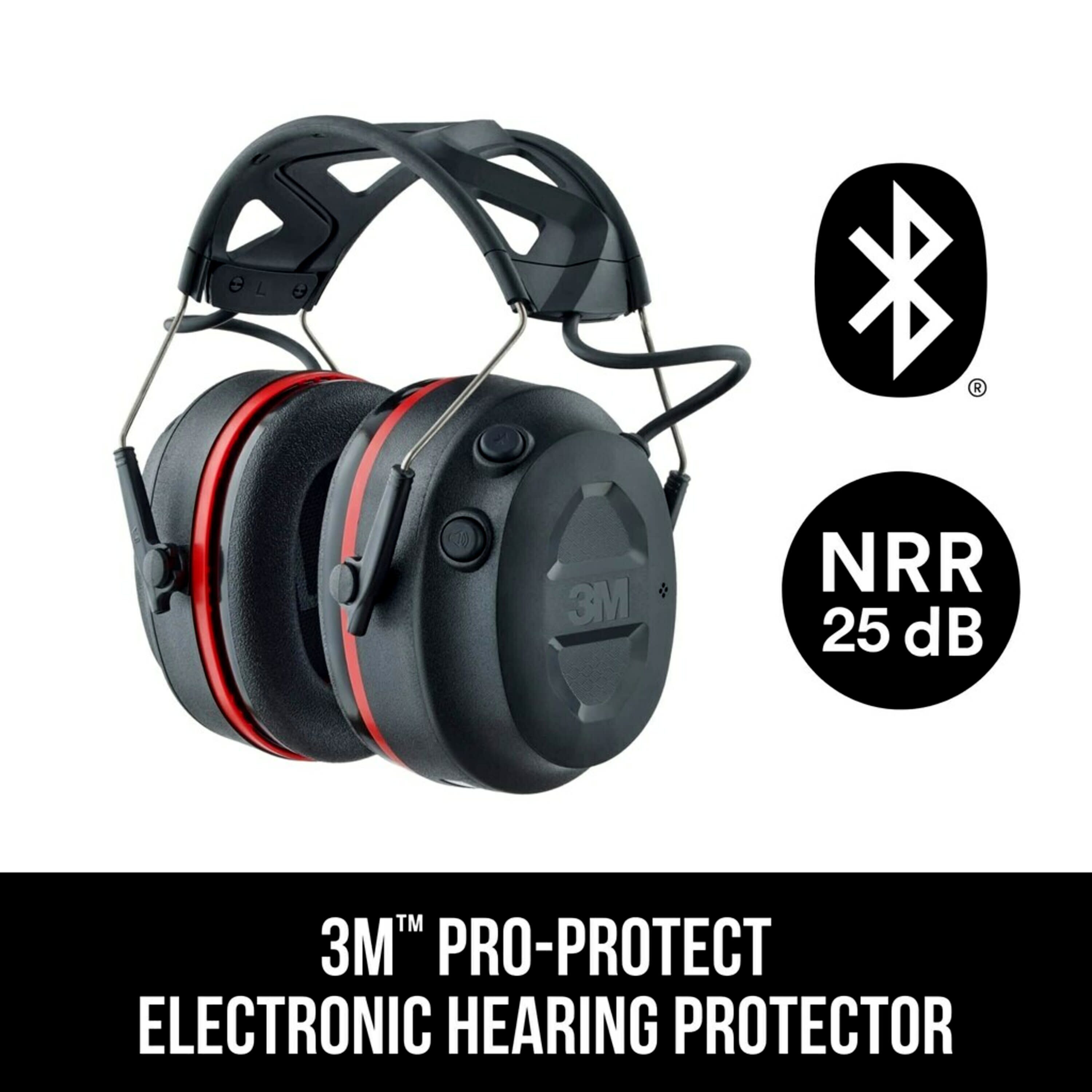 Protectores auditivos inalámbricos reutilizables de 3M con compatibilidad Bluetooth Reducción de ruido de 25 db Clasificación de reducción de ruido 90545H1-DC-PS