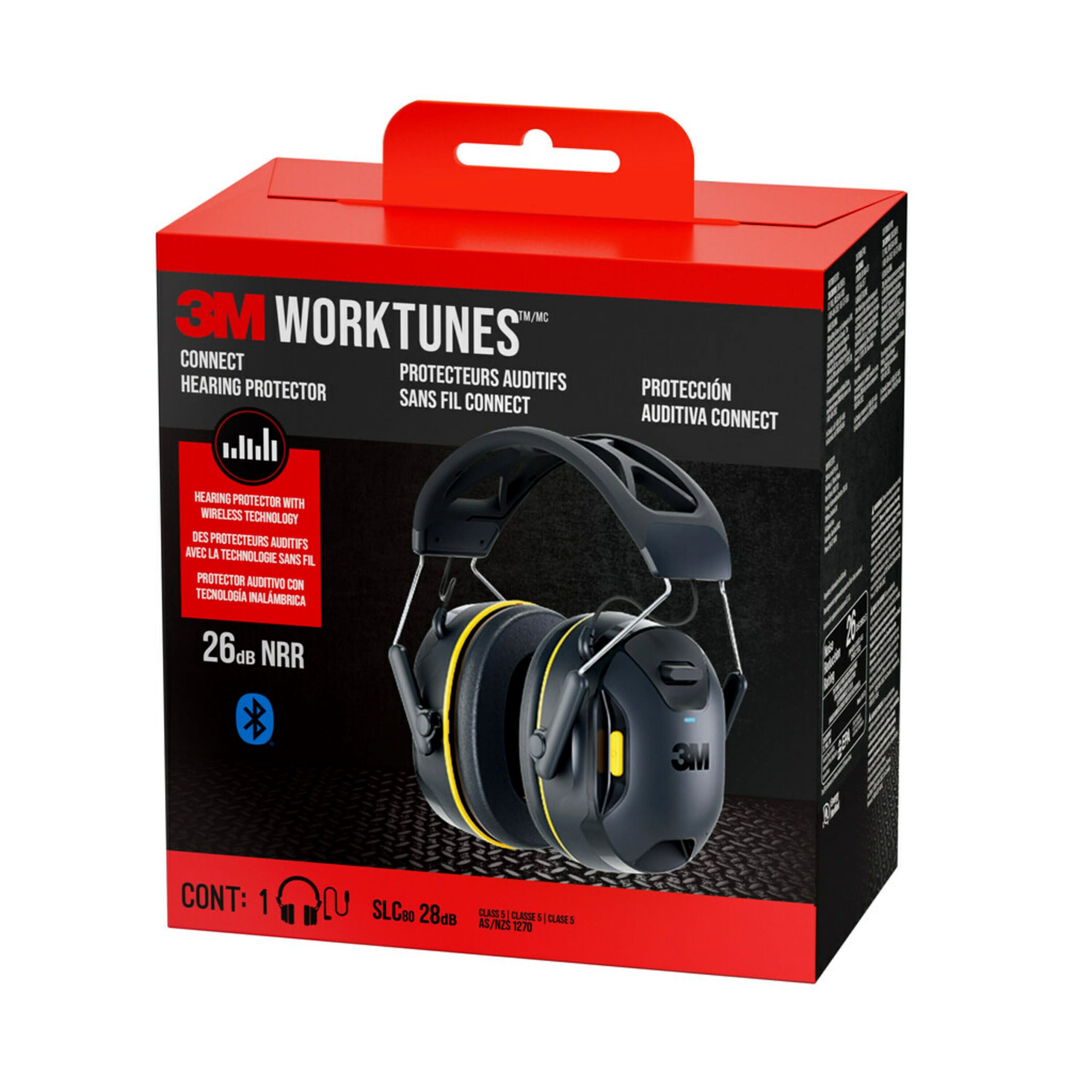 Protector auditivo inalámbrico Worktunes de 3M con Bluetooth y reducción de ruido de 26 dB - Modelo 90570-DC