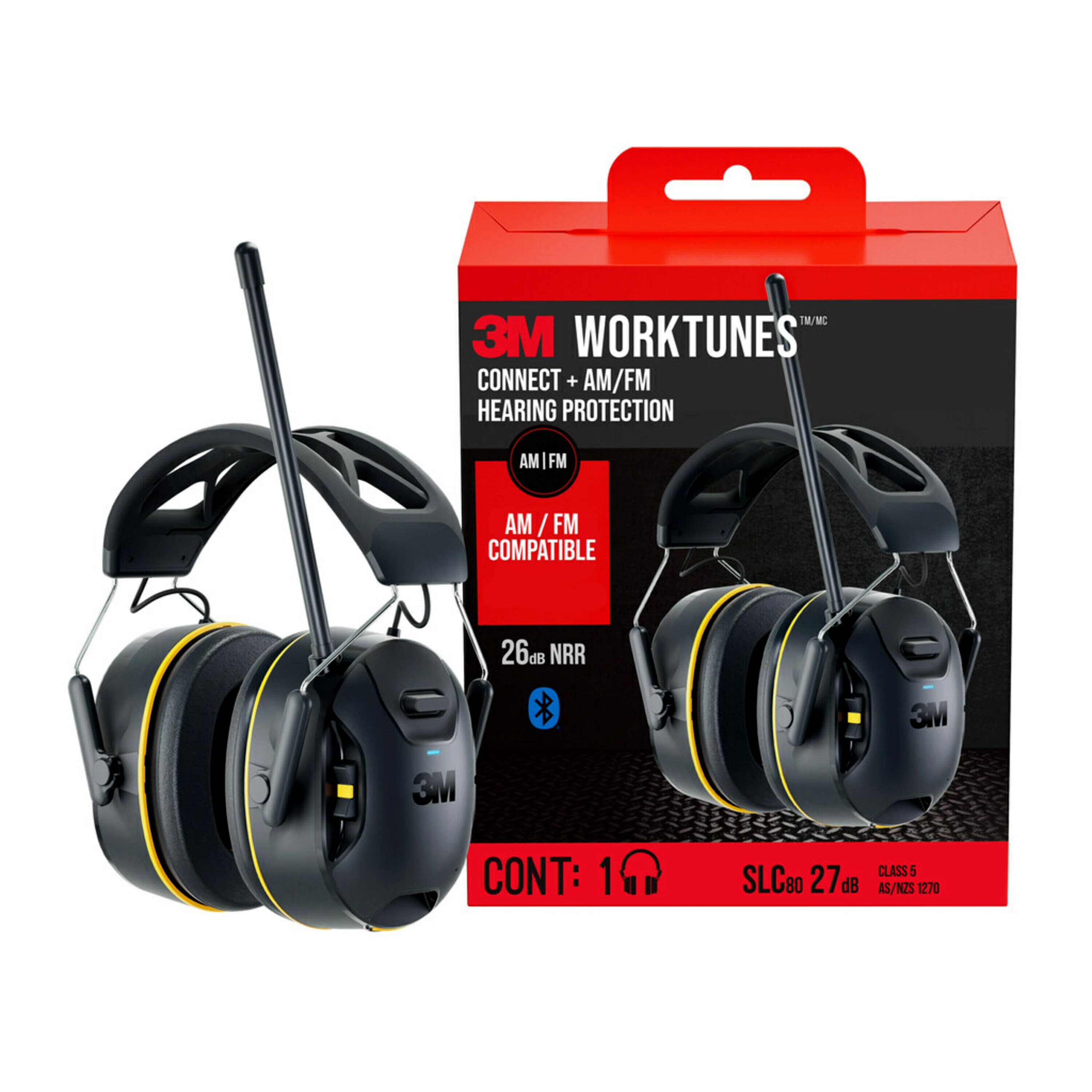 Protectores Auditivos Inalámbricos 3M Worktunes con Radio AM/FM, Bluetooth y Reducción de Ruido de 26 dB - 90572-DC