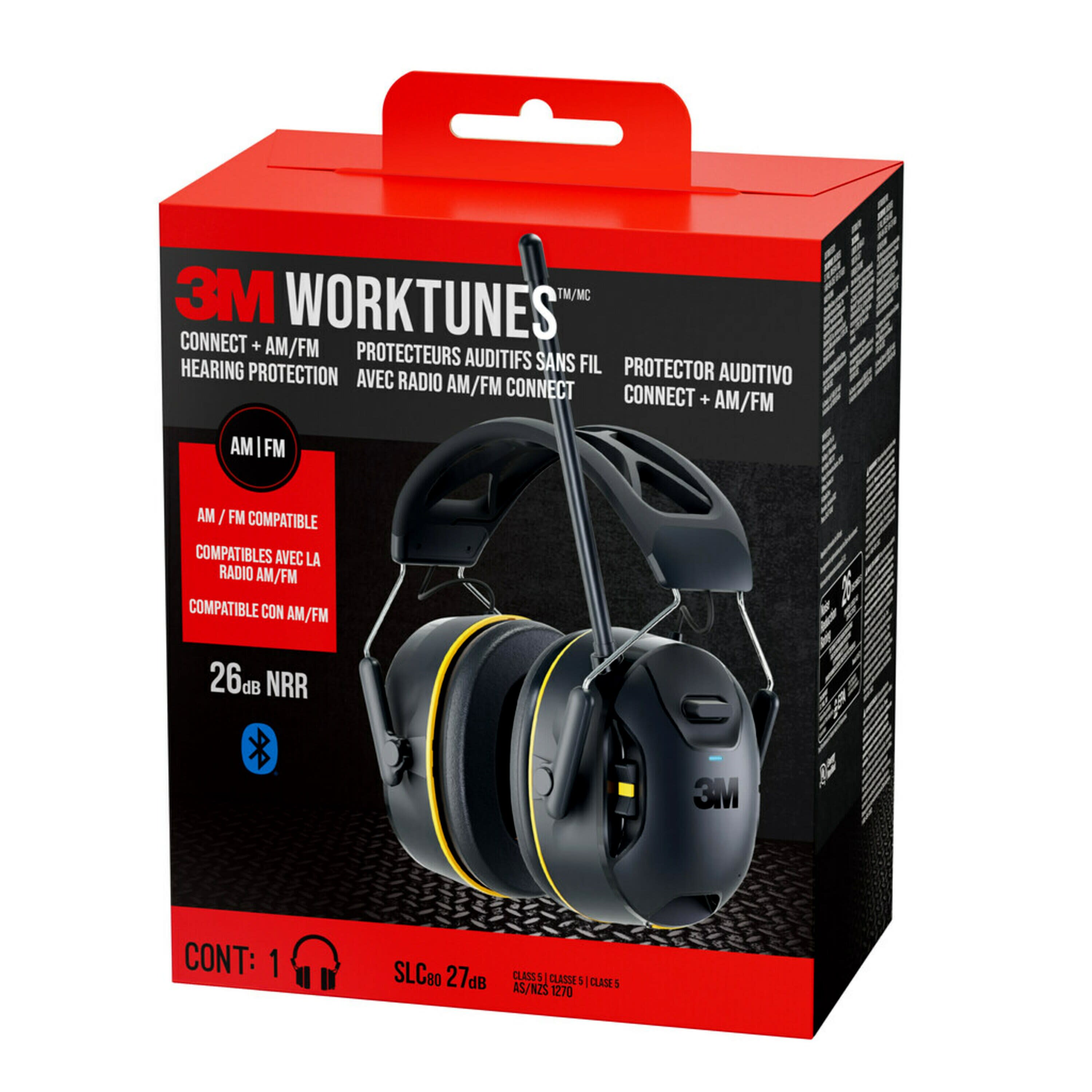 Protectores Auditivos Inalámbricos 3M Worktunes con Radio AM/FM, Bluetooth y Reducción de Ruido de 26 dB - 90572-DC