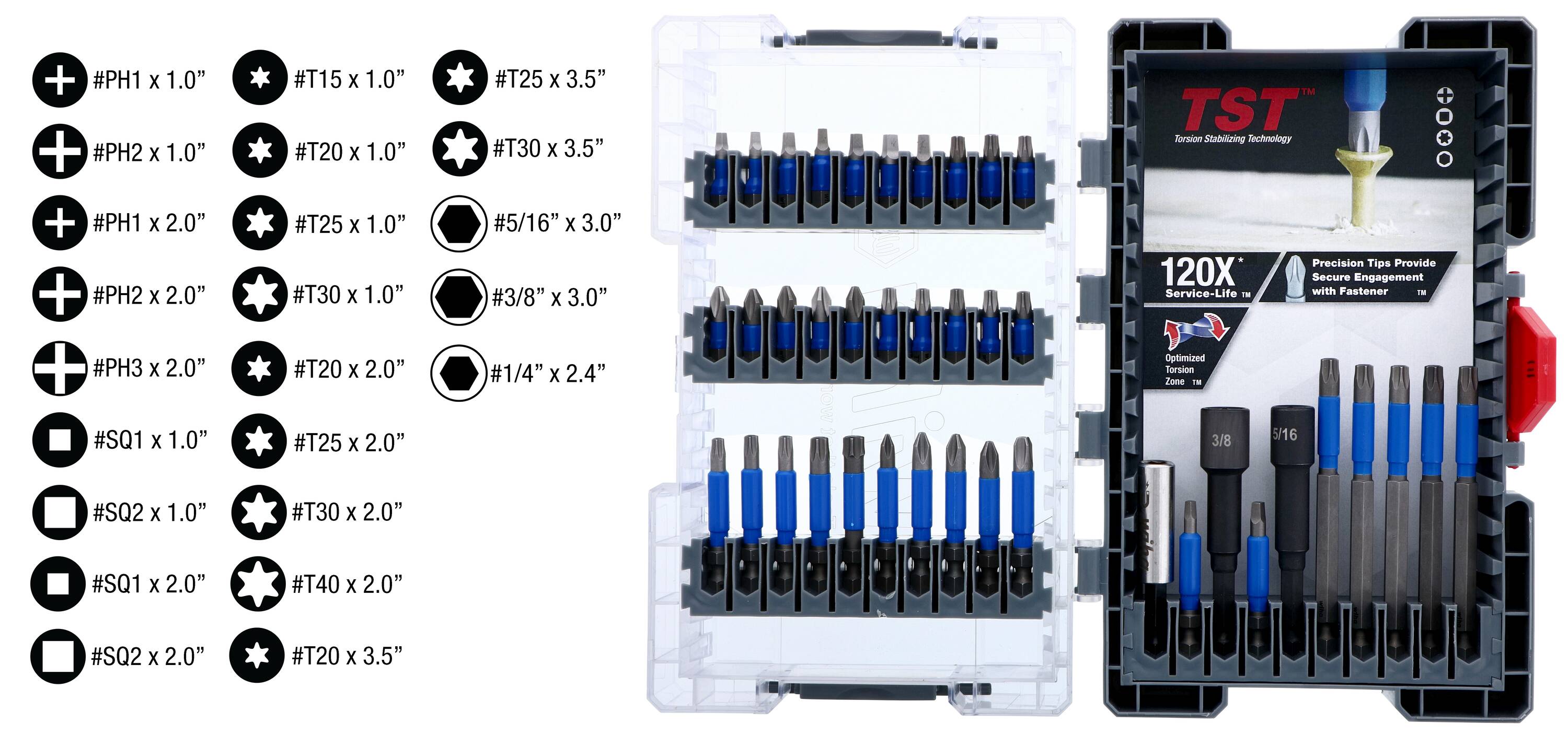 Juego de puntas de destornillador de impacto Wiha de 1/4 pulgadas x 1 pulgada, 40 piezas 70297