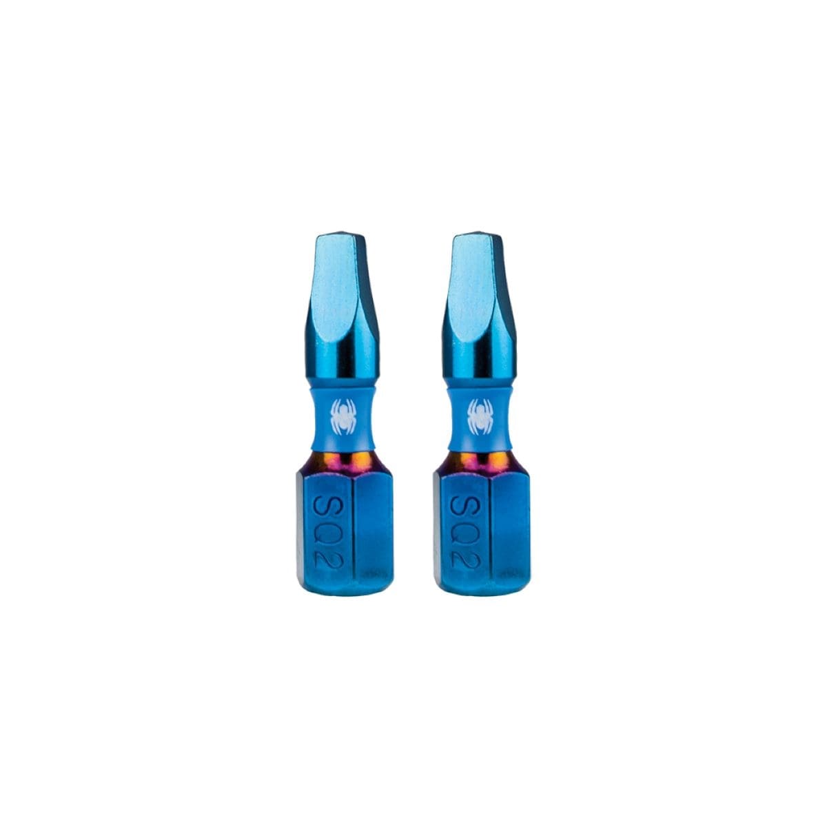 Punta de destornillador de impacto Spyder Mach-Blue SQ2 1/4 pulgadas x 1 pulgada cuadrada/Robertson 2 piezas 19037