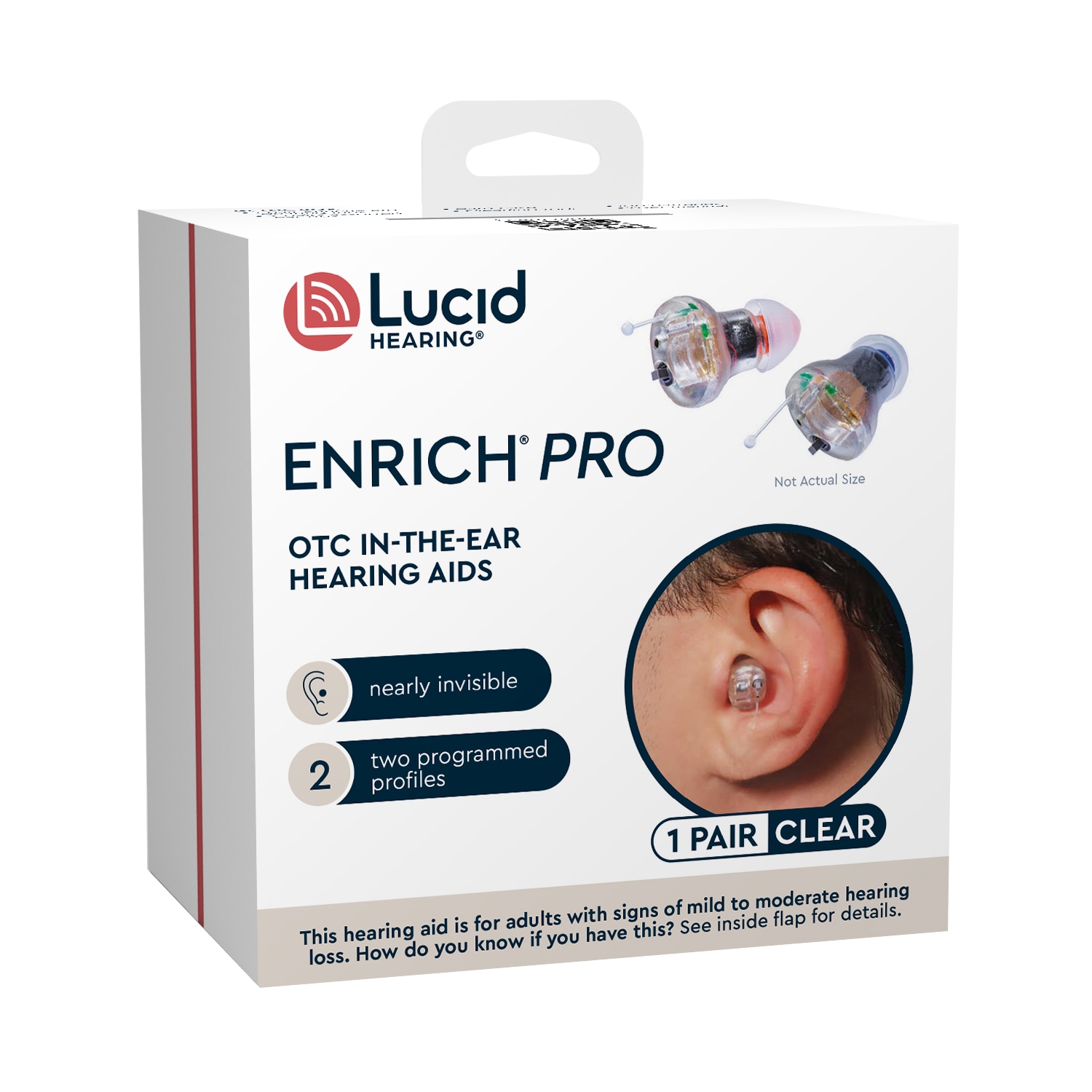 Auxiliares auditivos OTC recargables inalámbricos para protección auditiva en el oído Lucid Audio Enrich Pro. Reducción de ruido de 10078 dB.