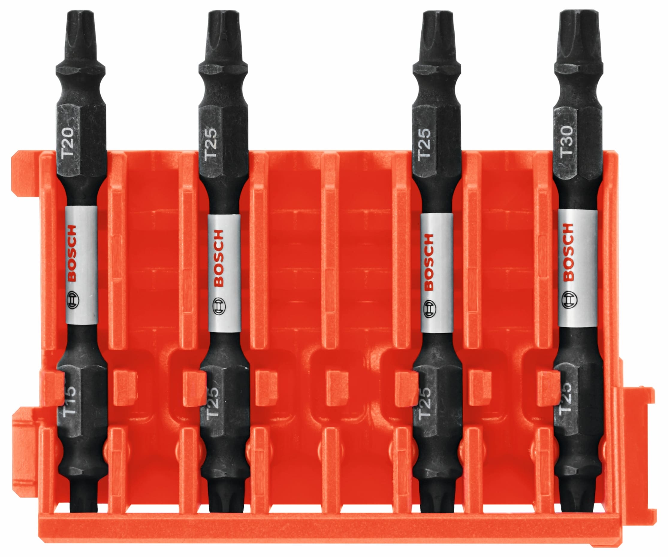 Estuche Personalizado Bosch 1/4 pulgadas x 2-1/2 pulgadas Doble Punta Destornillador de Impacto 4 Piezas CCSDETV2504