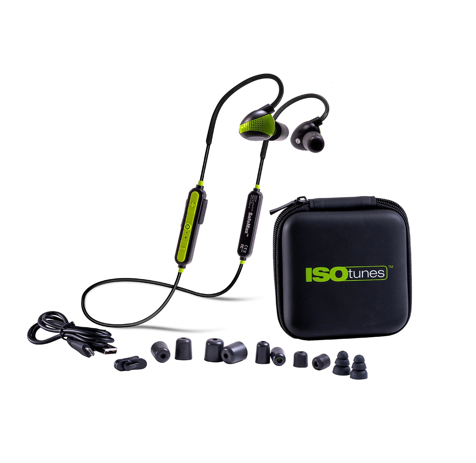 Auriculares de protección auditiva inalámbricos reutilizables con conciencia ISOtunes PRO, compatible con Bluetooth, con clasificación de reducción de ruido de 26 dB.