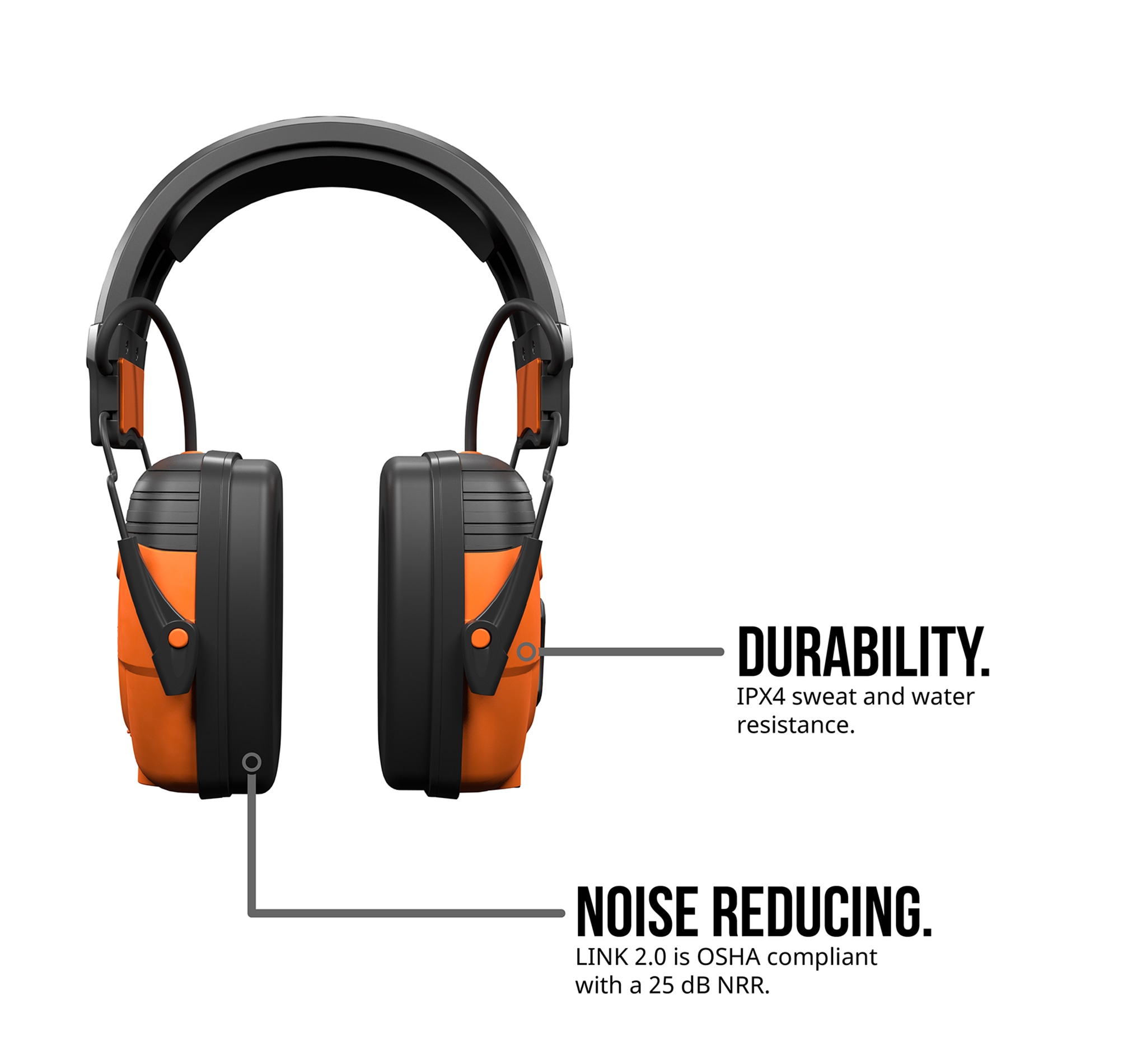 Protectores auditivos inalámbricos reutilizables ISOtunes Link 2.0 con compatibilidad Bluetooth y reducción de ruido de 25 dB.
