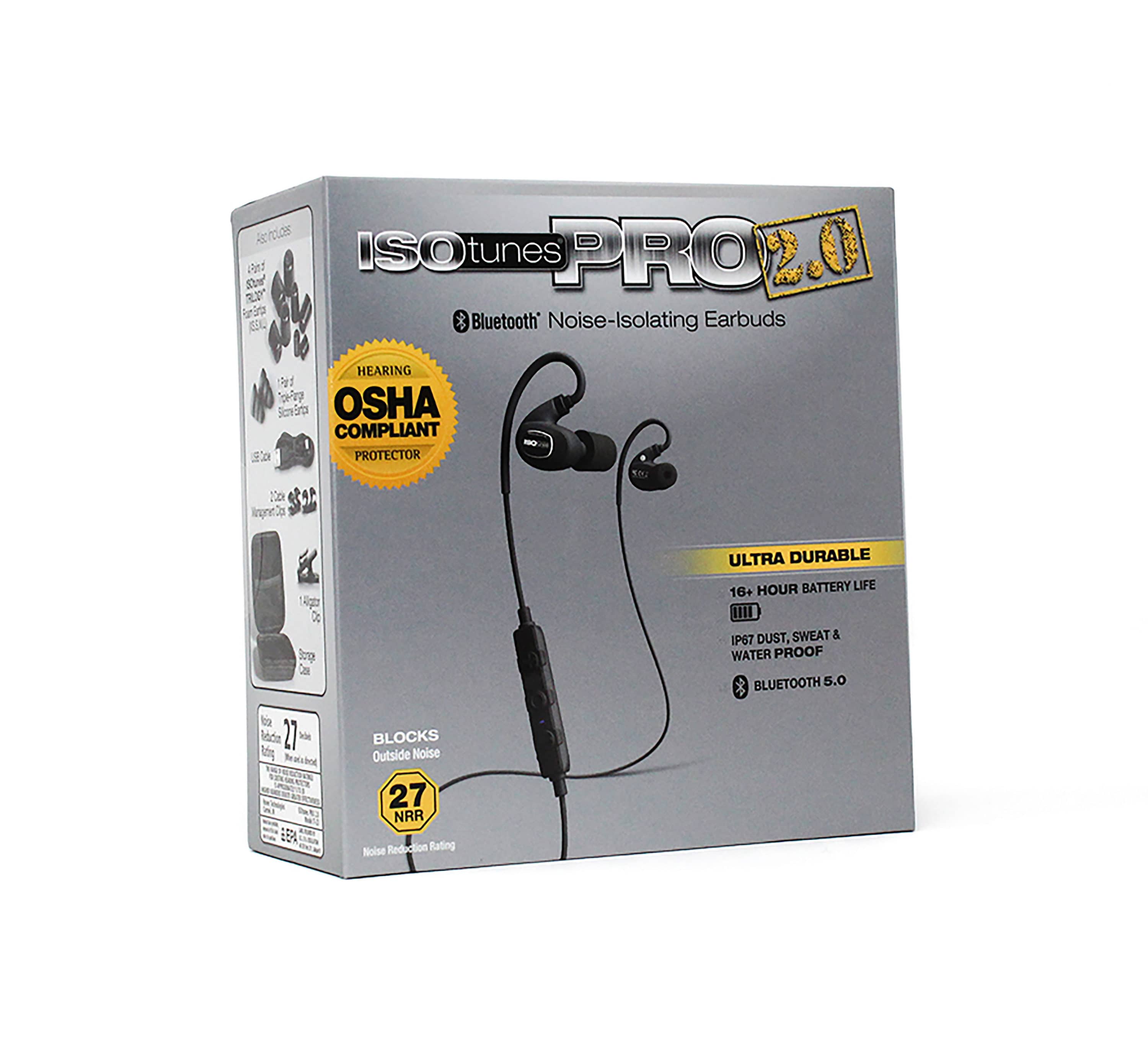 Protectores auditivos inalámbricos reutilizables ISOtunes Pro 2.0 con compatibilidad Bluetooth y reducción de ruido de 27 dB IT-23