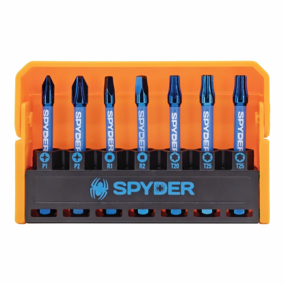 Set de puntas de destornillador de impacto Spyder Mach-Blue de 1/4 pulgadas por 2 pulgadas, 7 piezas 19028