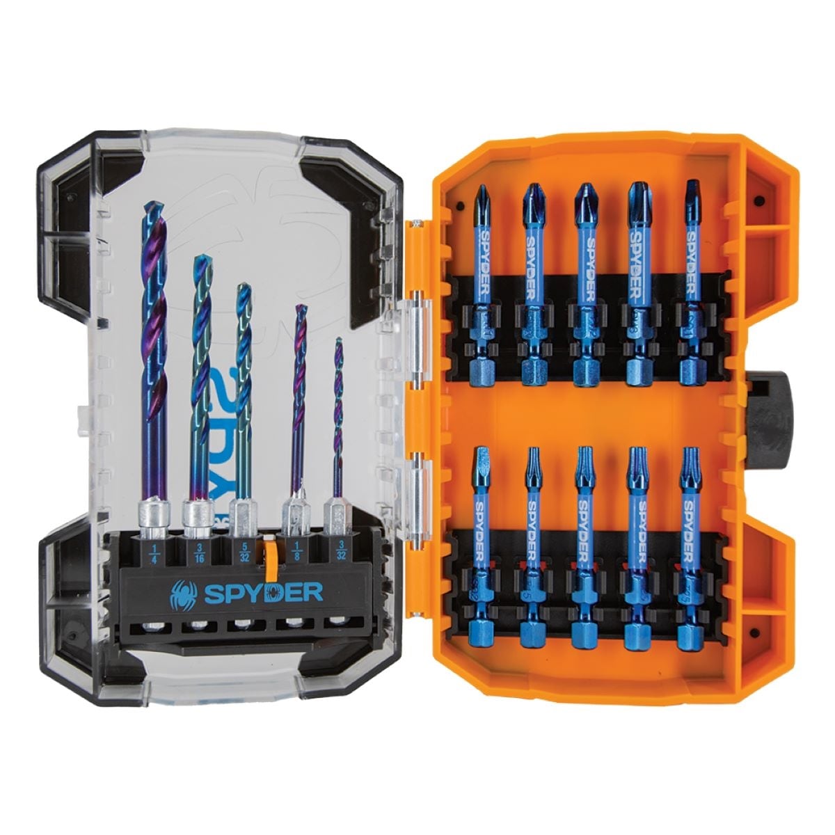 Juego de puntas de destornillador de impacto Spyder Mach-Blue de 1/4 pulgadas, 15 piezas 19031