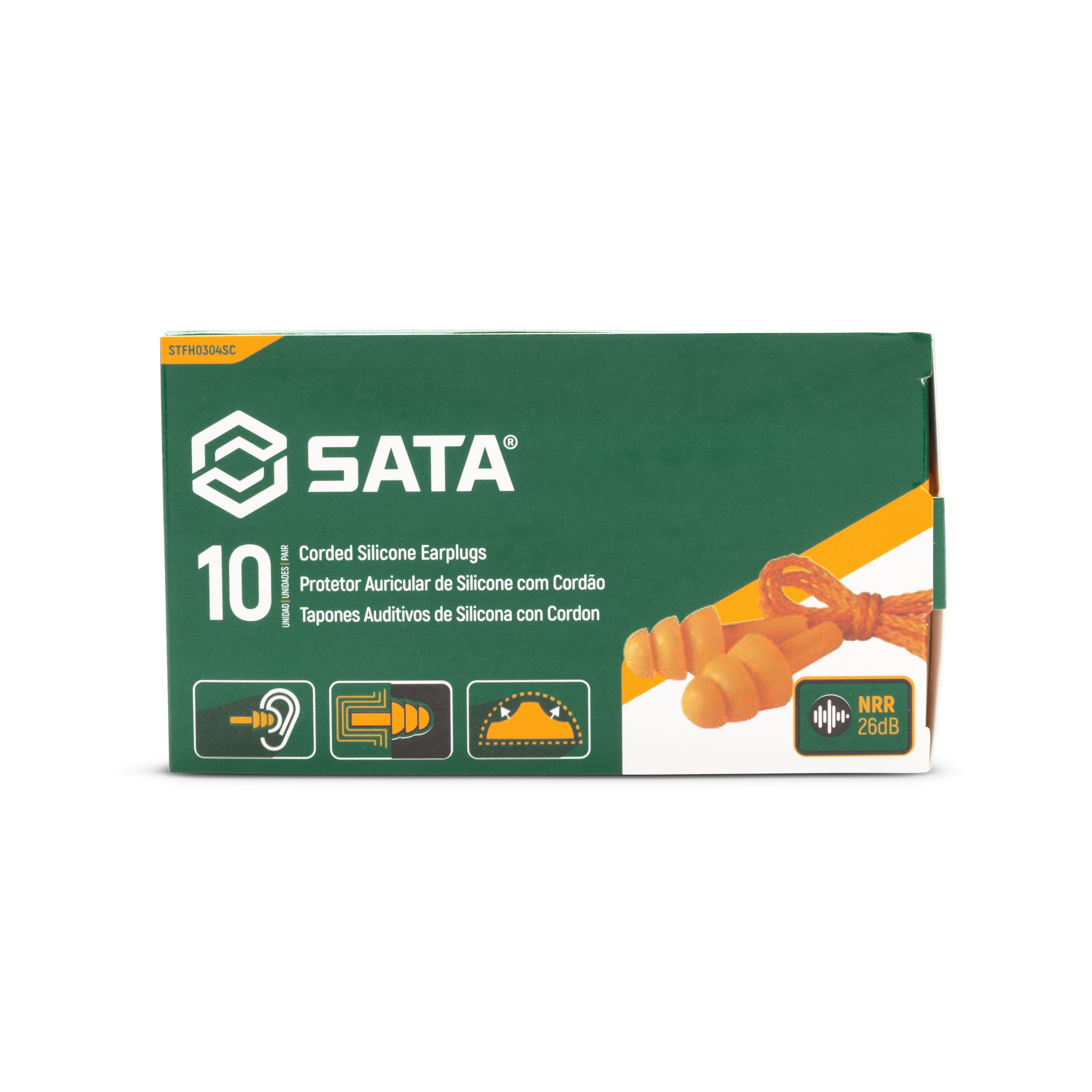 Tapones para los oídos con protección auditiva con cable, paquete de 10, NRR26dB, SNR32dB. STFH0304SC de reducción de ruido en decibelios.