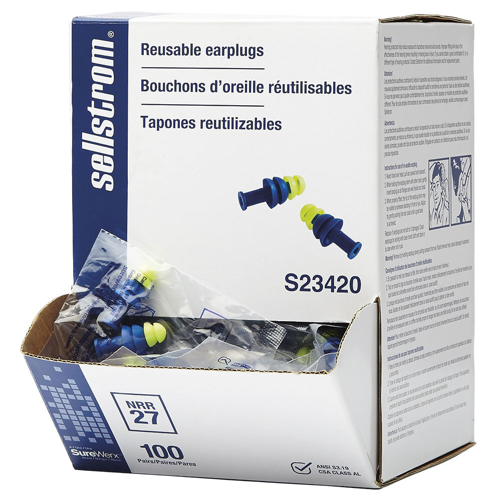 Protectores auditivos reutilizables inalámbricos Sellstrom 100-Pack, NRR de 27 dB, S23420