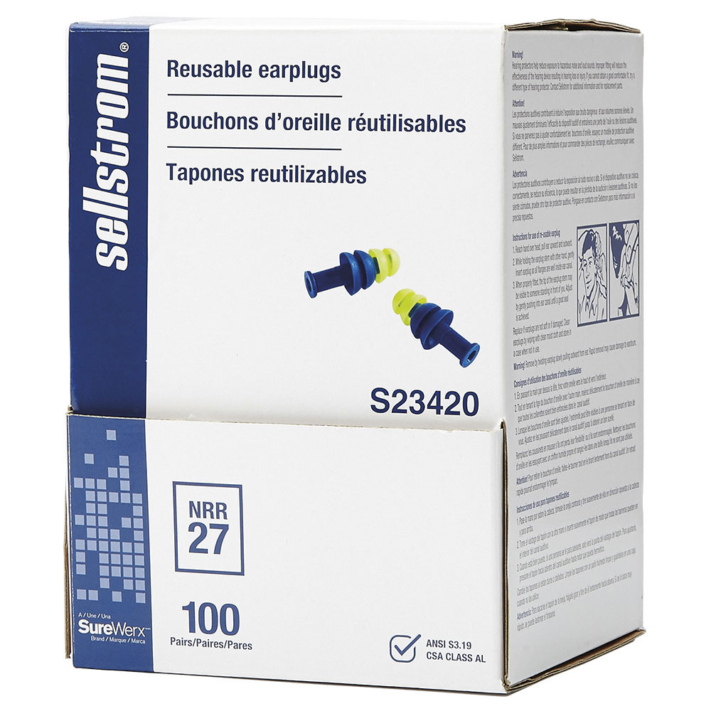 Protectores auditivos reutilizables inalámbricos Sellstrom 100-Pack, NRR de 27 dB, S23420