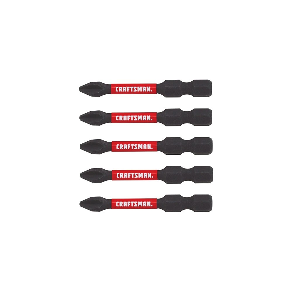 Punta de destornillador de impacto Phillips de 1/4 pulgadas x 2 pulgadas de CRAFTSMAN con resistencia al impacto, juego de 5 piezas CMAF32PH25