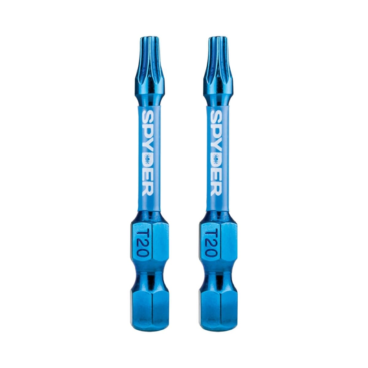 Punta de destornillador de impacto Torx Spyder Mach-Blue T20 de 1/4 pulgadas x 2 pulgadas 2 piezas 19053