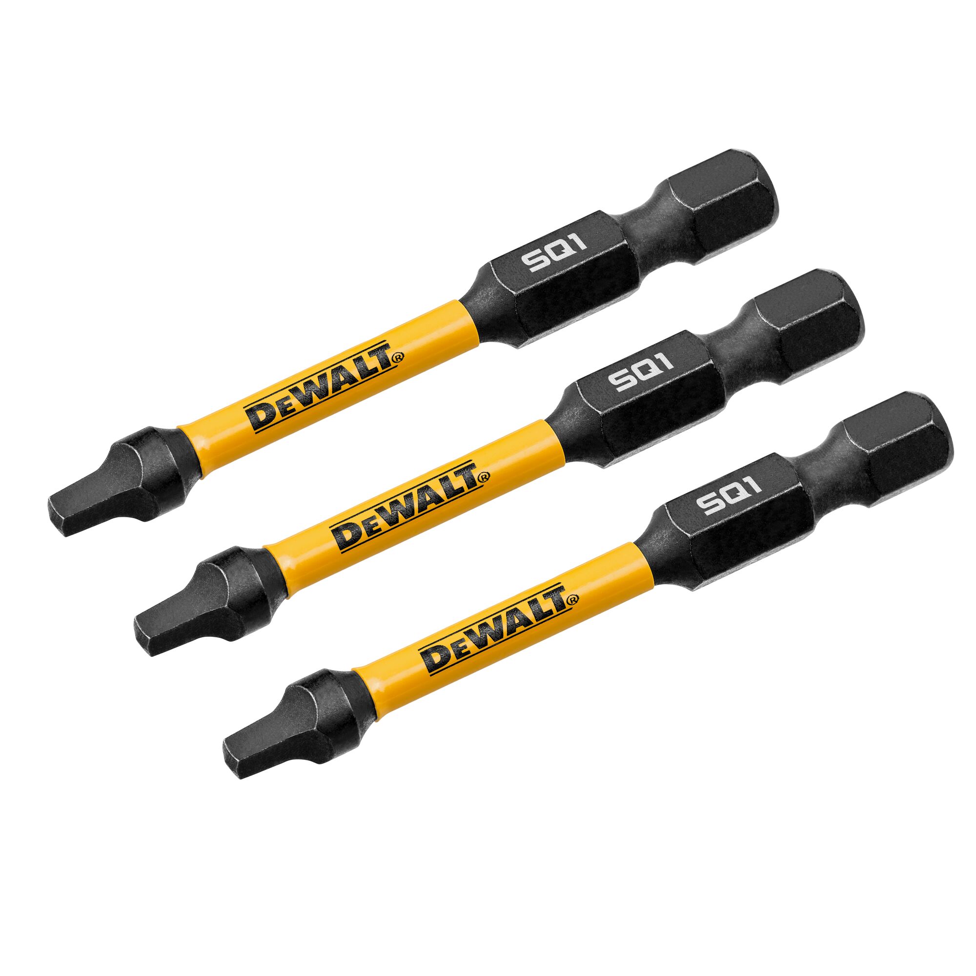 Punta de destornillador de impacto cuadrada/Robertson DEWALT Flextorq de 1/4 pulgadas x 2 pulgadas, juego de 3 piezas DWAF2SQ1IR3