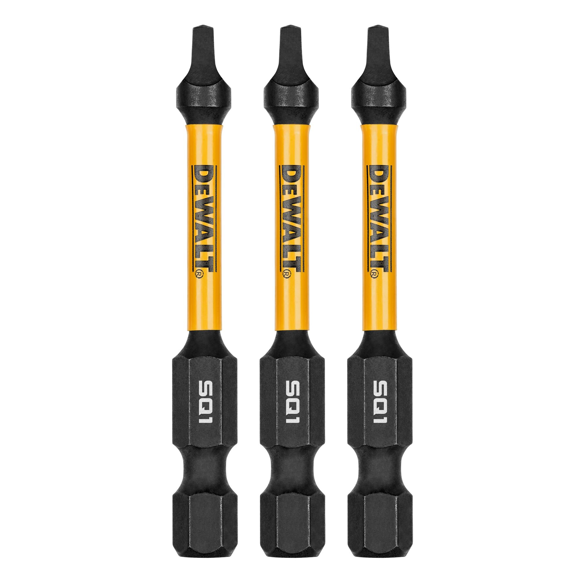 Punta de destornillador de impacto cuadrada/Robertson DEWALT Flextorq de 1/4 pulgadas x 2 pulgadas, juego de 3 piezas DWAF2SQ1IR3