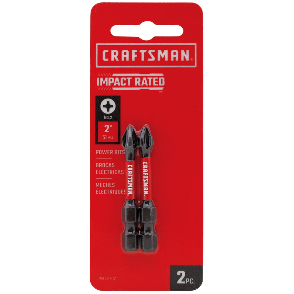 Punta de destornillador de impacto Phillips de 1/4 pulgadas x 2 pulgadas con clasificación de impacto CRAFTSMAN - Juego de 2 piezas CMAF32PH22