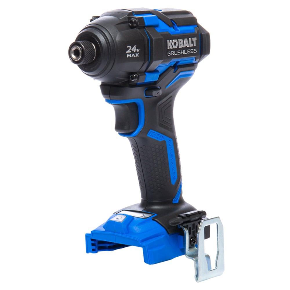 Atornillador de impacto inalámbrico sin escobillas Kobalt XTR de 24 voltios, 1/4 de pulgada (Incluye batería, cargador y estuche rígido) KXID 1424A-03